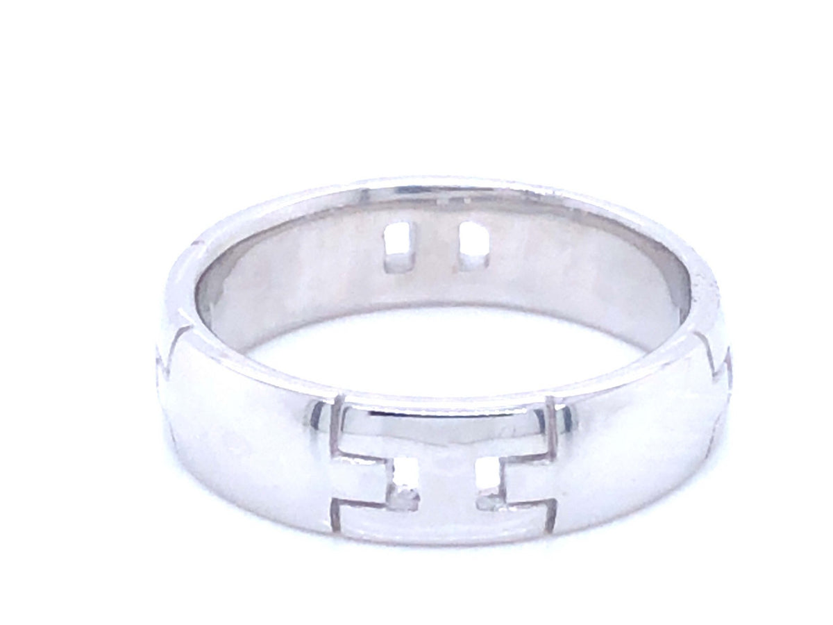 Hermes Hercules Ring in 18k White Gold, Size 52