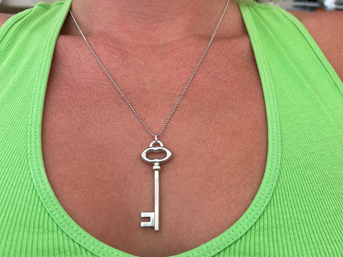 Heart and Key Necklace in Sterling Silver by oNecklace