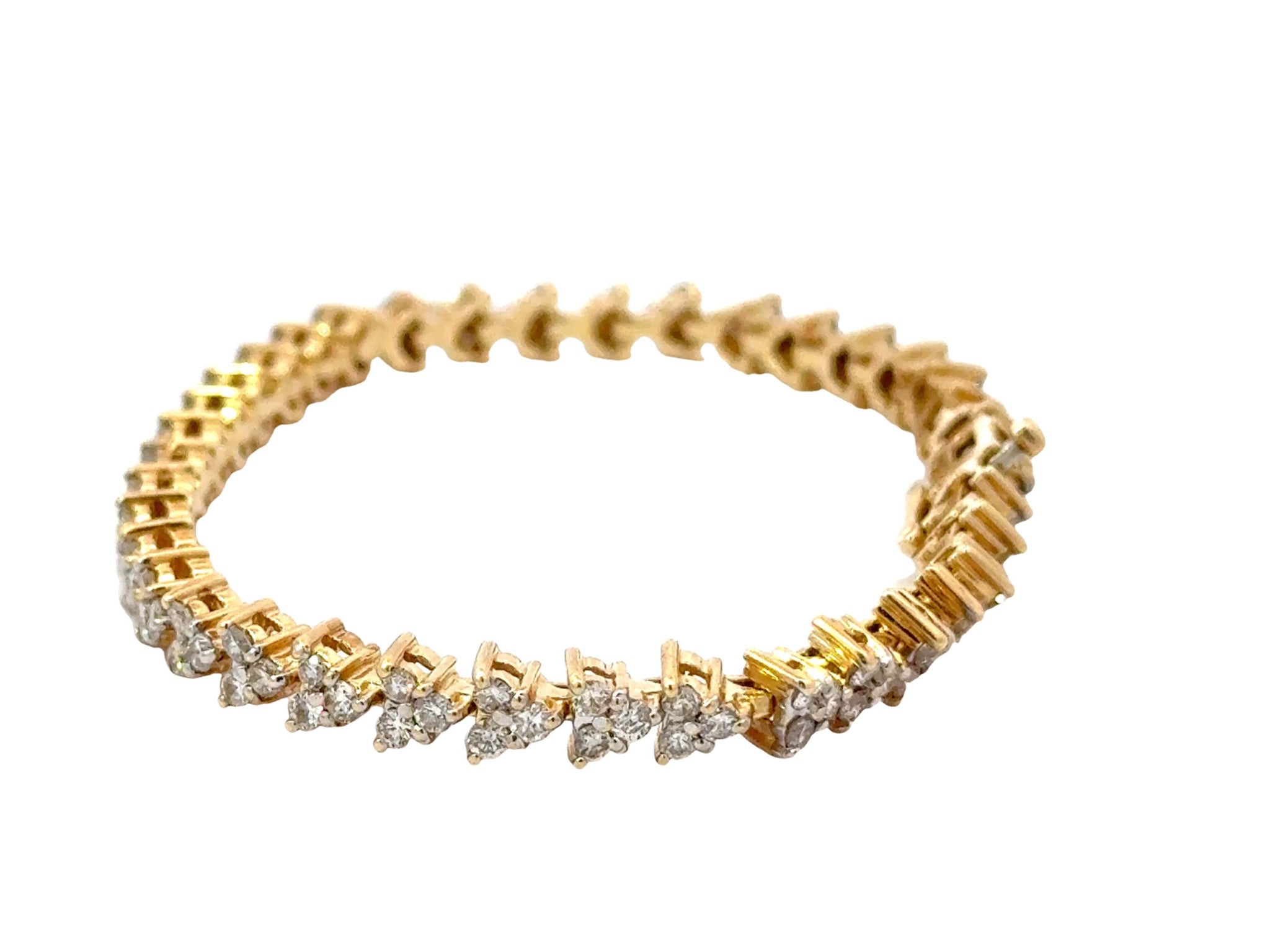 14k Yellow Gold Diamond Triangle Tennis Bracelet