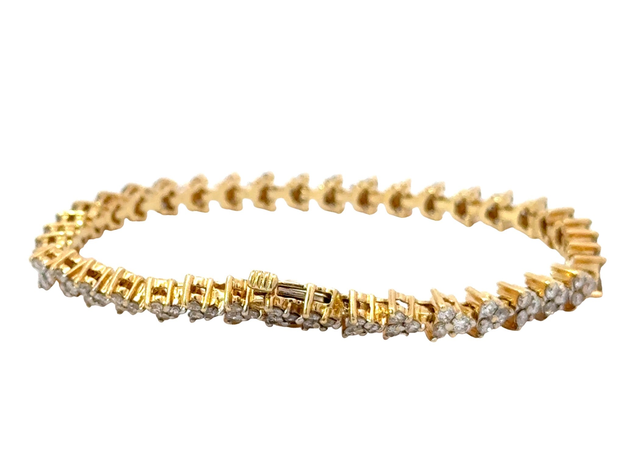 14k Yellow Gold Diamond Triangle Tennis Bracelet