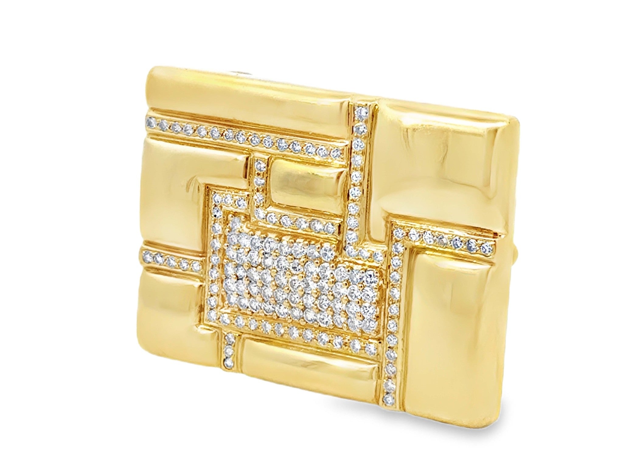 Mens 18k Solid Yellow Gold and 2.5 Carat Diamond Belt Buckle