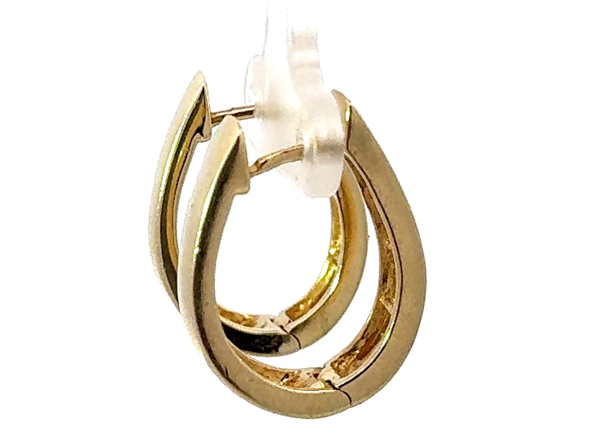 Champagne Diamond Oval Hoop Earrings Solid 14K Yellow Gold