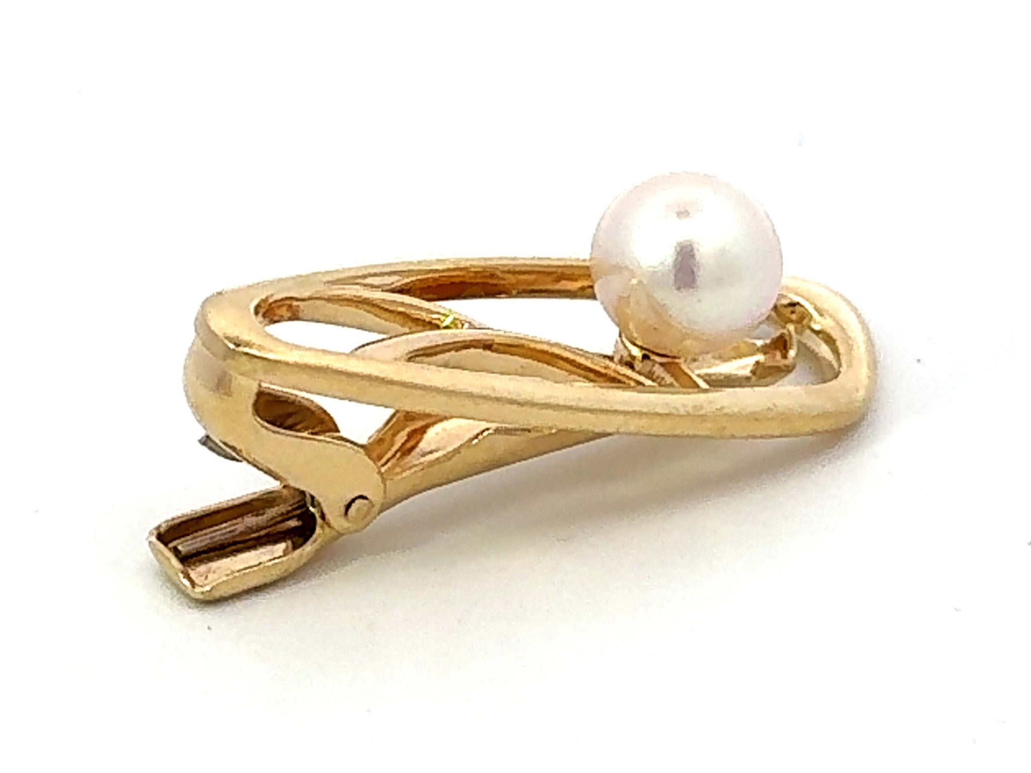 Mikimoto 14k Yellow Gold Pearl Tie Clip