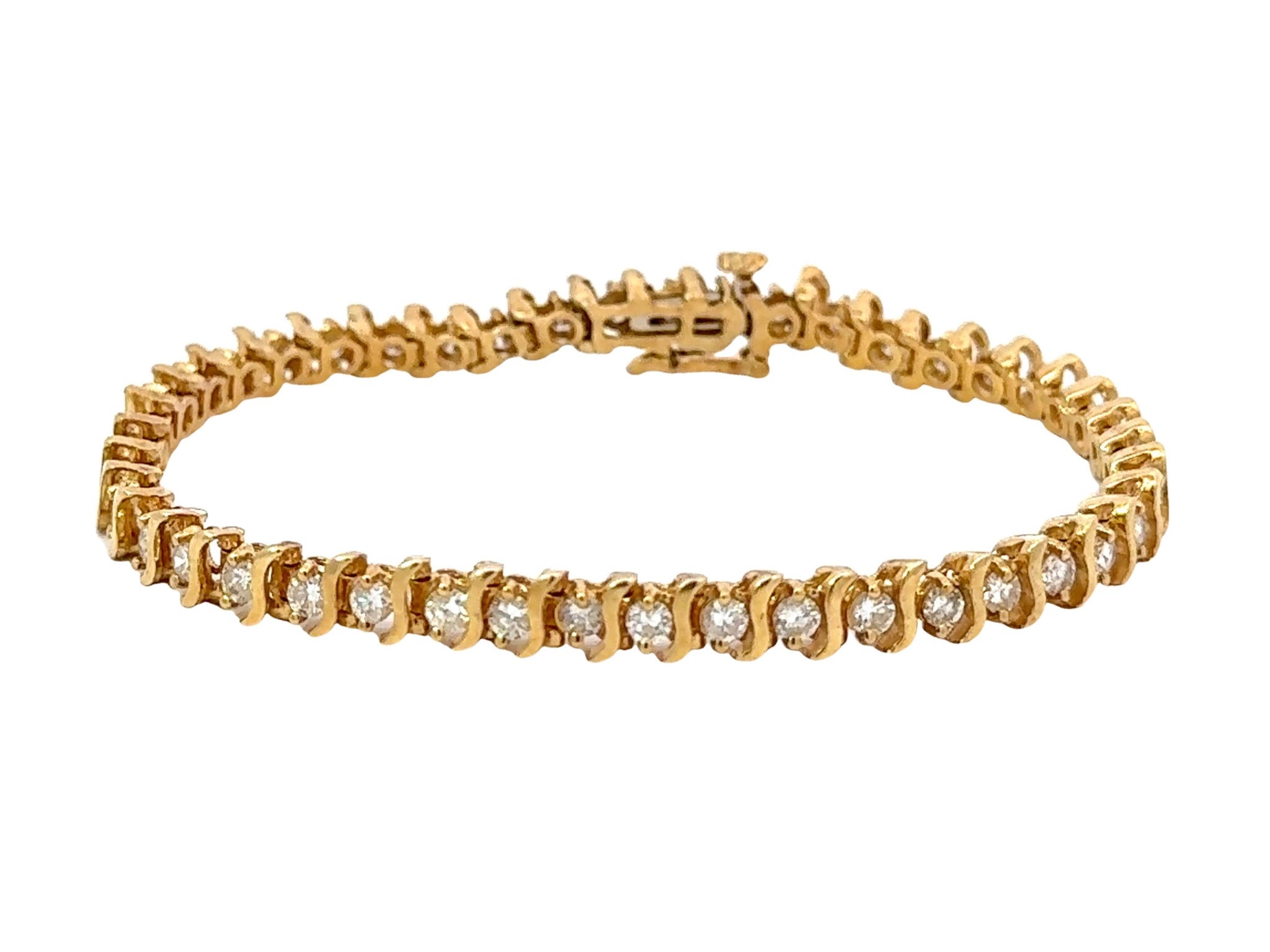 14k Yellow Gold Diamond Tennis Bracelet