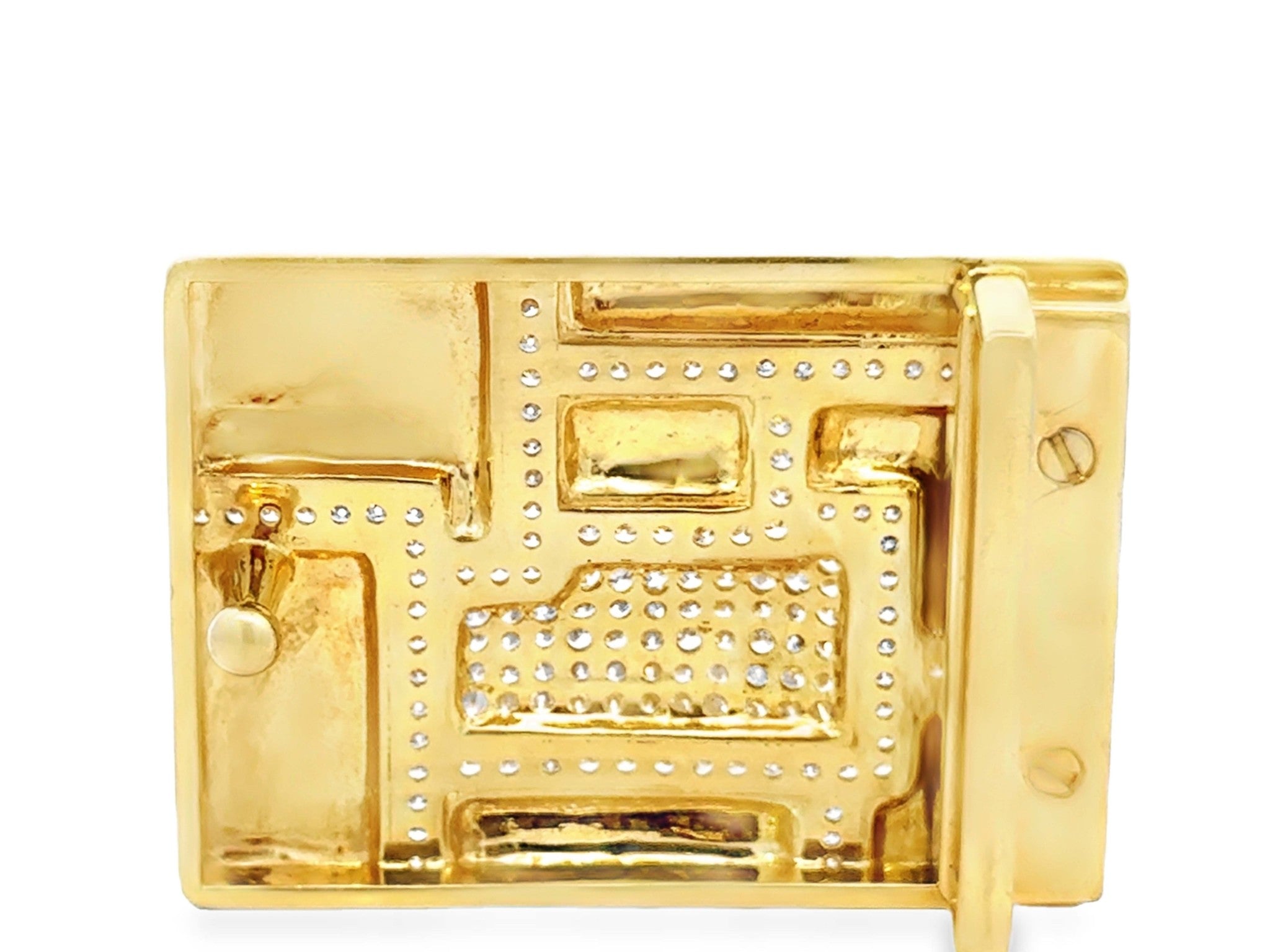 Mens 18k Solid Yellow Gold and 2.5 Carat Diamond Belt Buckle