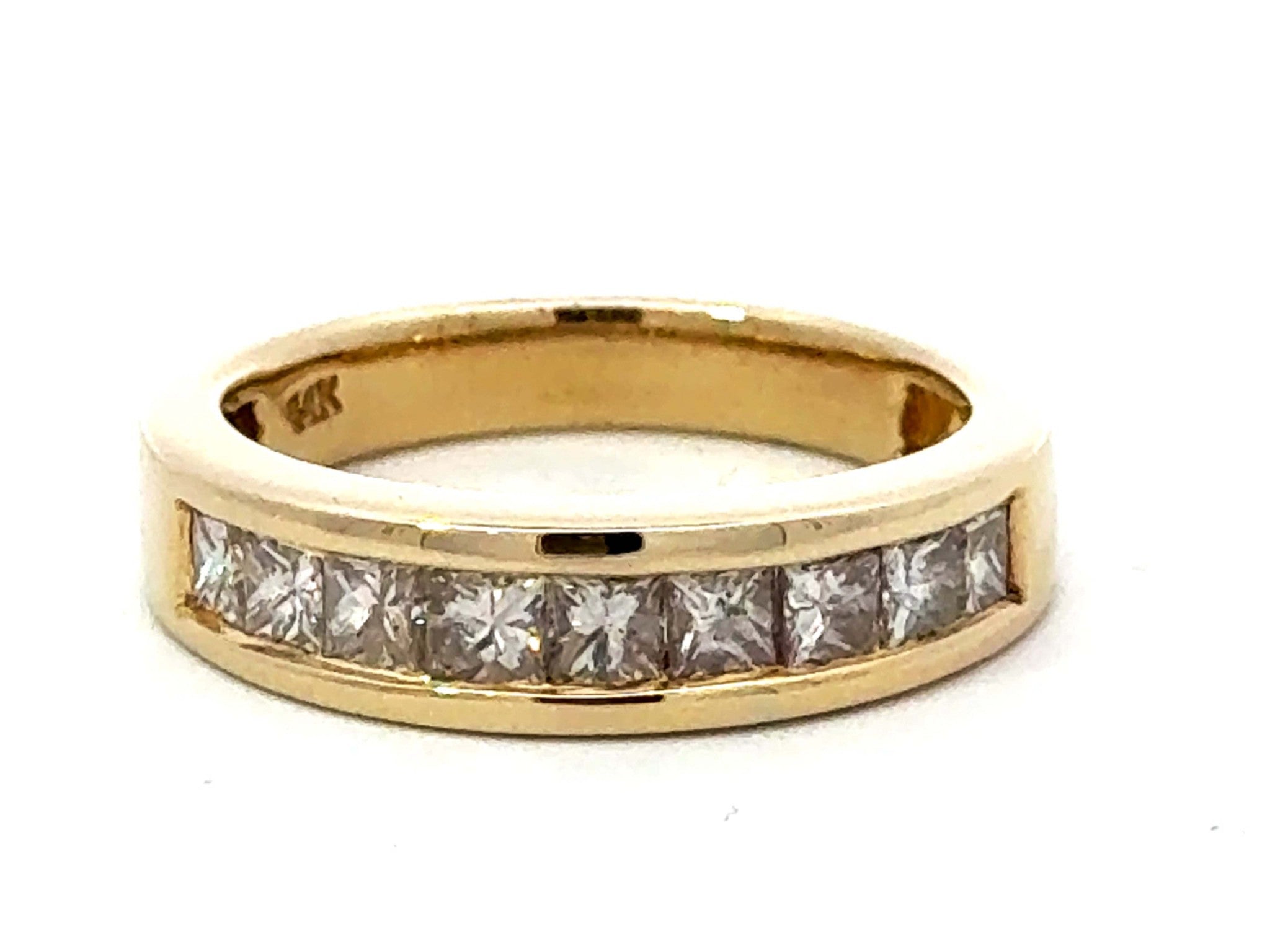 Princess Cut Channel Set Diamond Band Ring 14K Yellow Gold