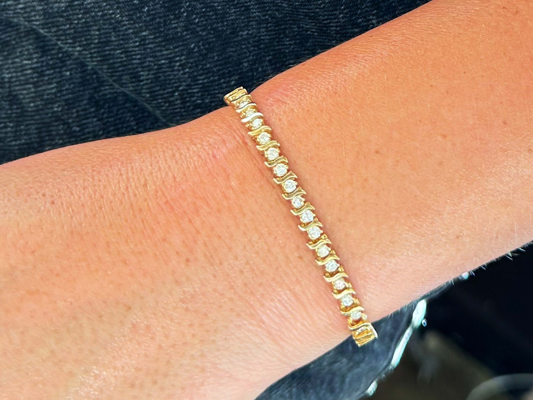 14k Yellow Gold Diamond Tennis Bracelet