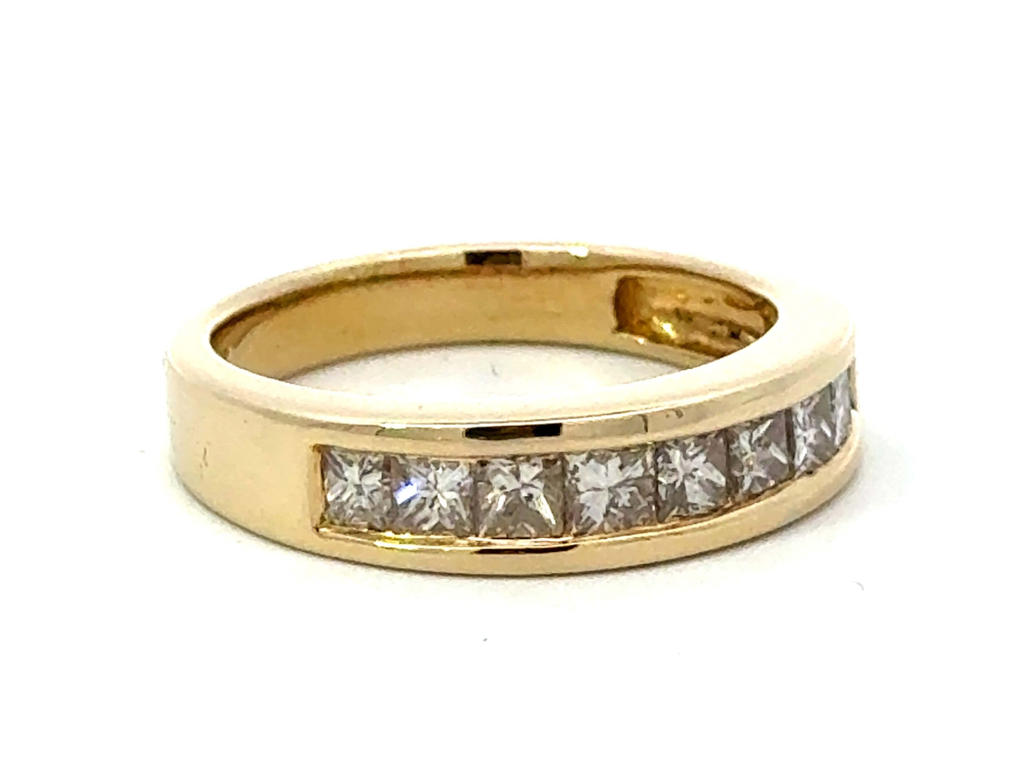 Princess Cut Channel Set Diamond Band Ring 14K Yellow Gold