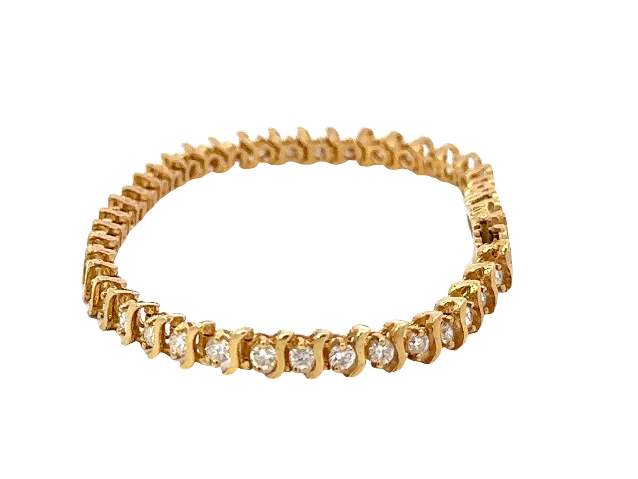 14k Yellow Gold Diamond Tennis Bracelet