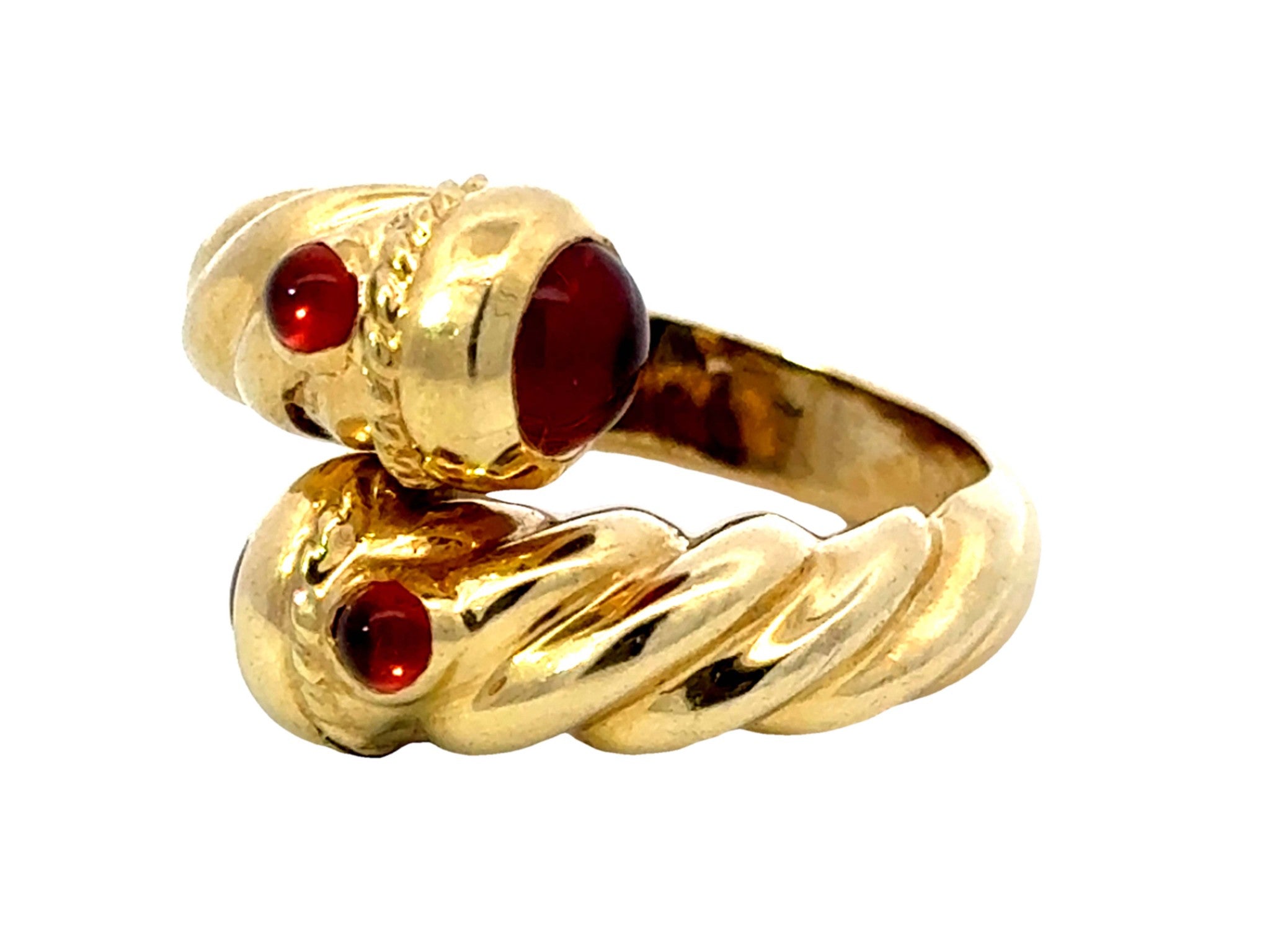 Orange Cabochon Garnet Wraparound Ring 14k Yellow Gold