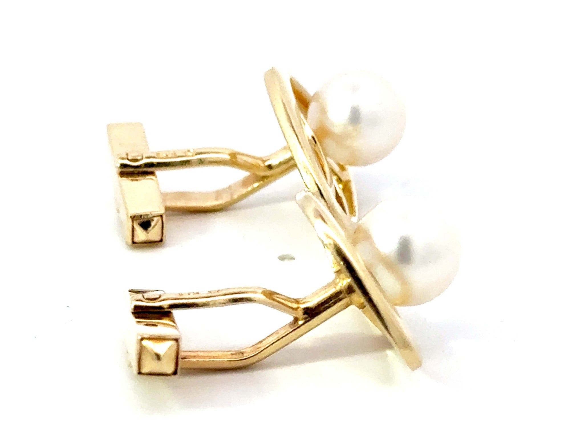 Mikimoto 14k Yellow Gold Pearl Cuff Links