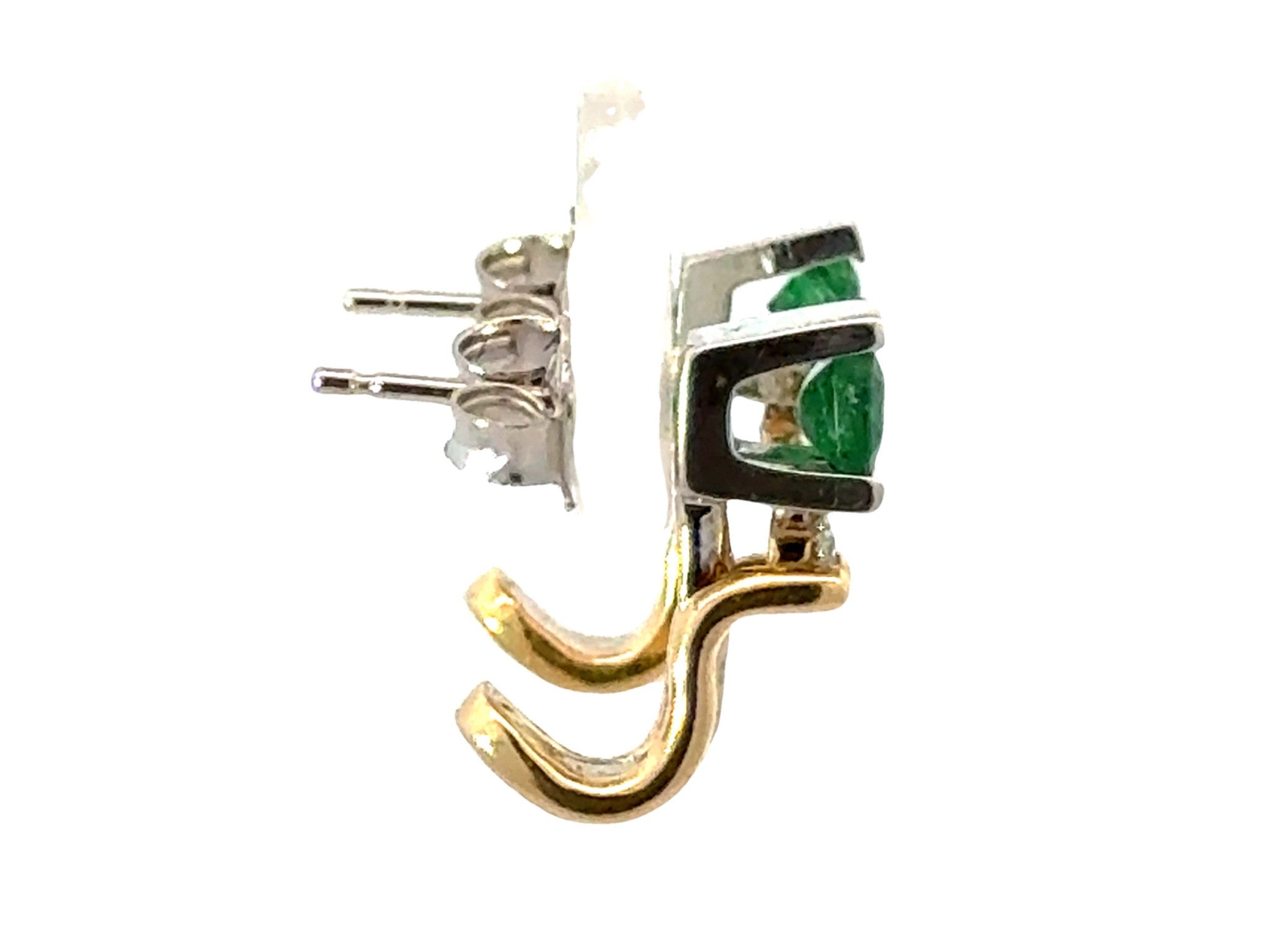 BH Emerald Diamond 14K Two Toned Gold Earrings