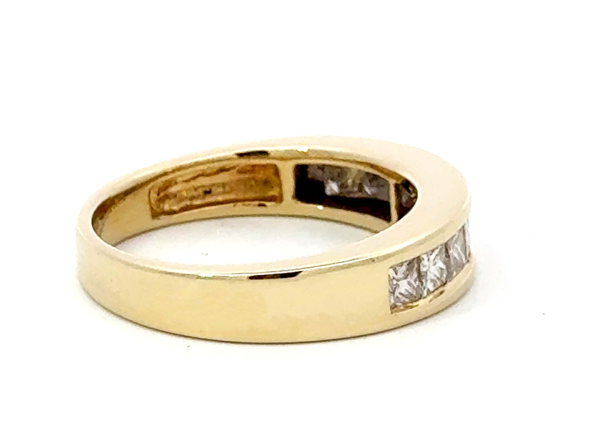 Princess Cut Channel Set Diamond Band Ring 14K Yellow Gold