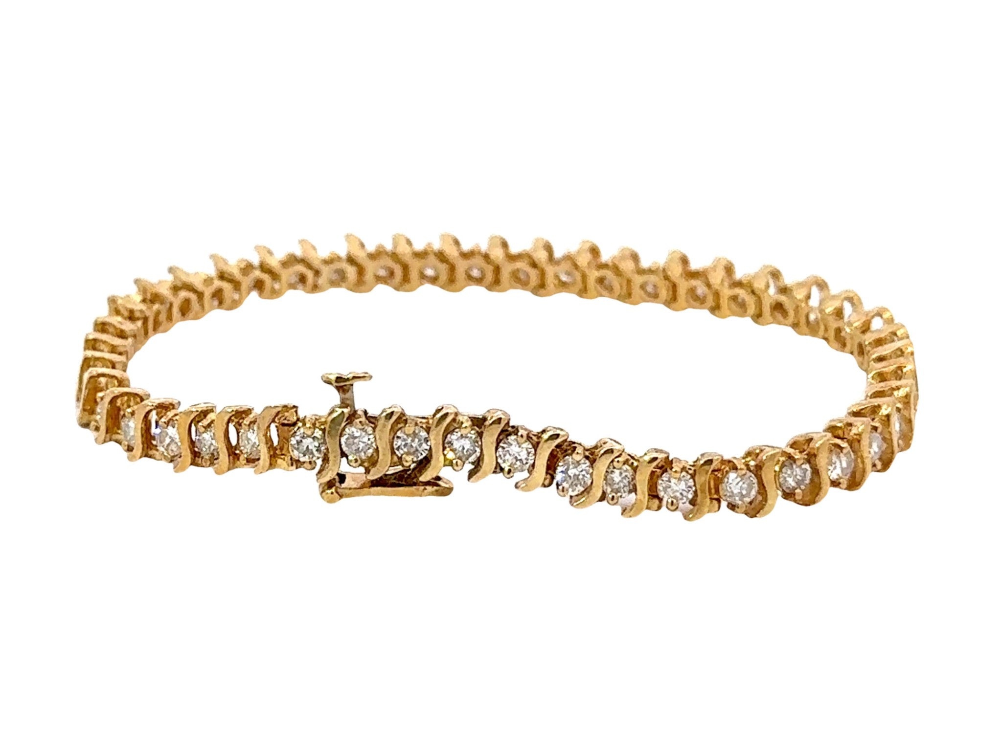 14k Yellow Gold Diamond Tennis Bracelet