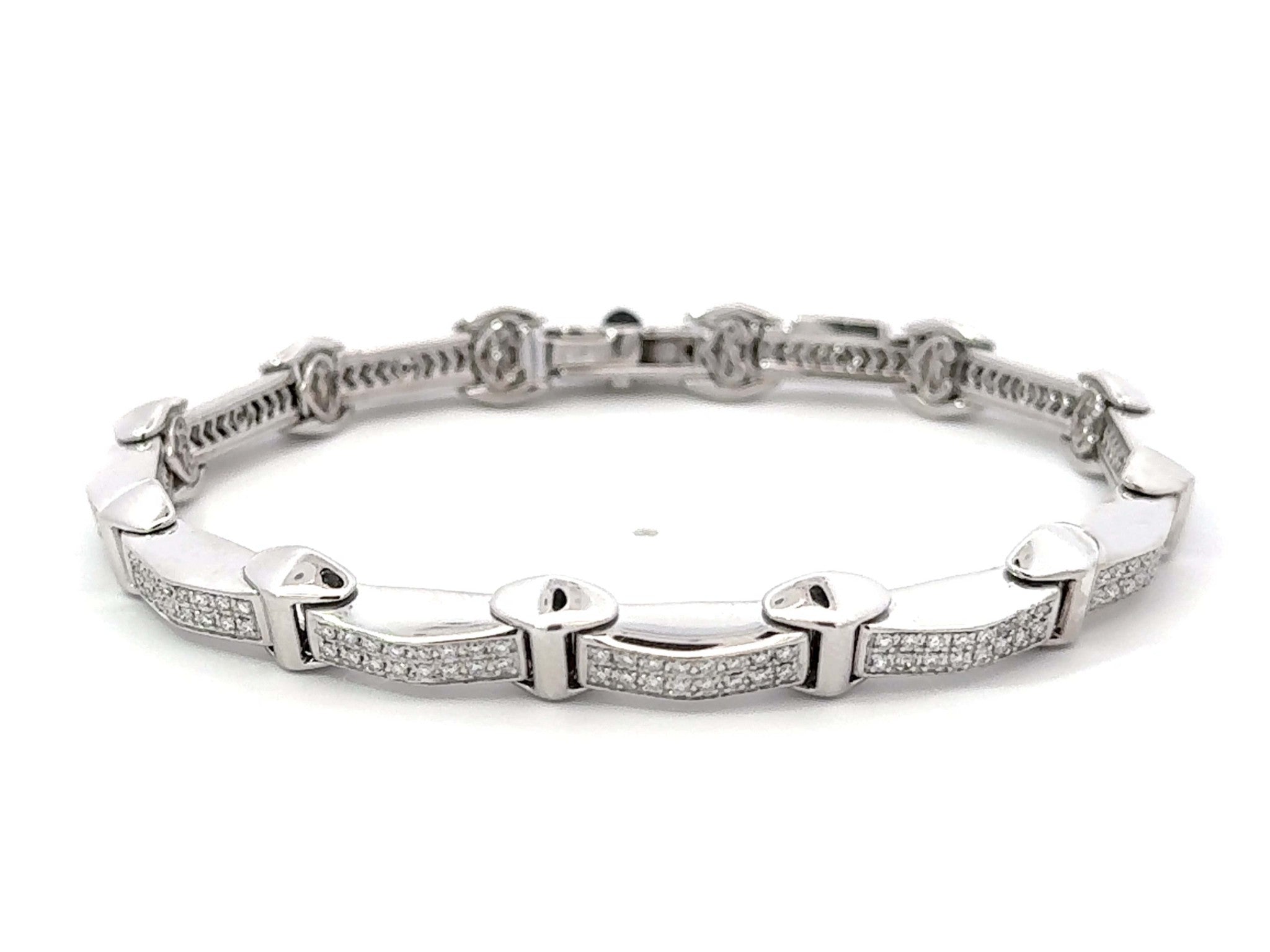 Philippe Charriol Sectional Diamond Bracelet 18k White Gold