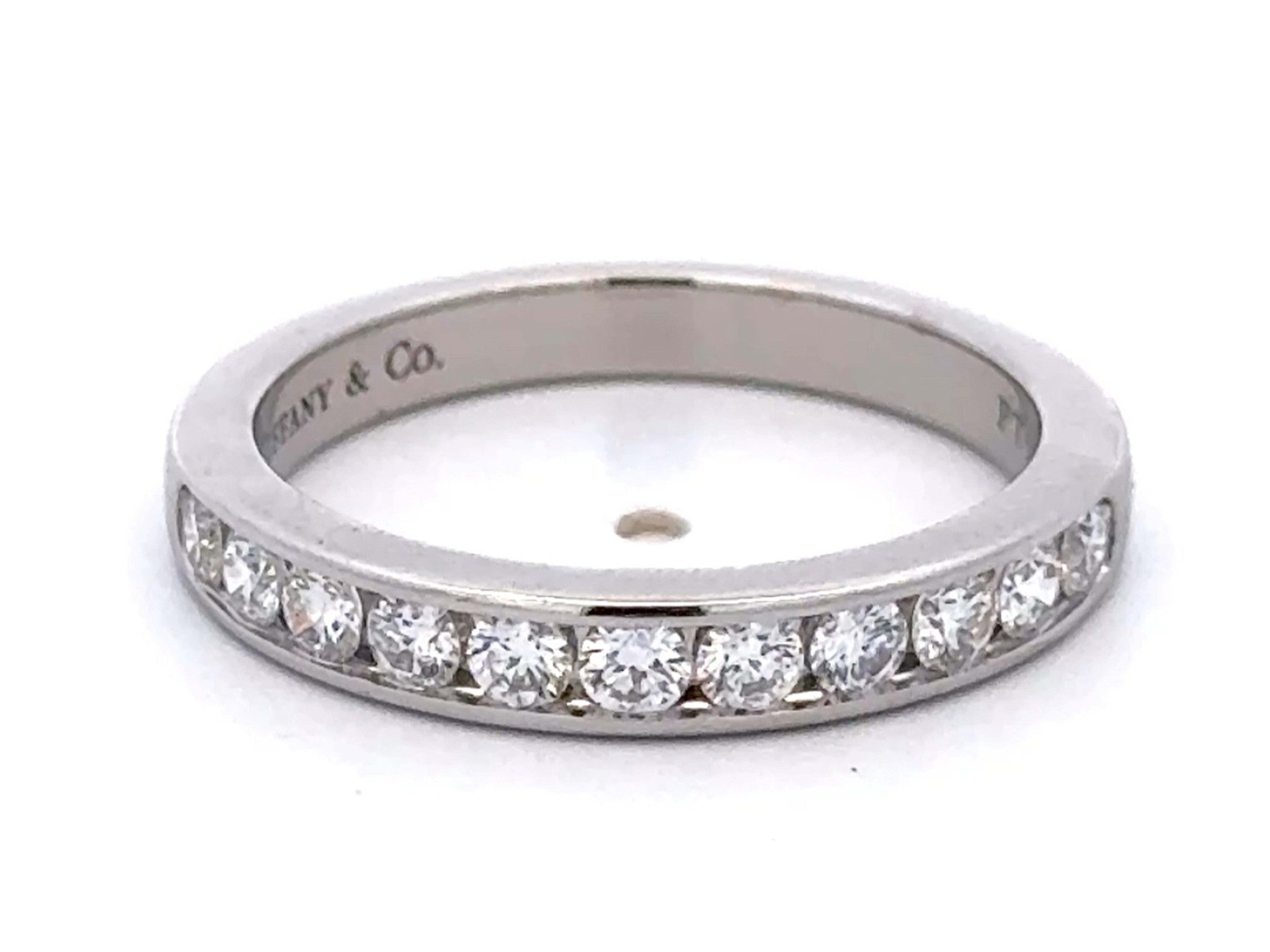 Tiffany & Co. Wedding Band in Platinum with a Half-circle of Diamonds, 3 mm