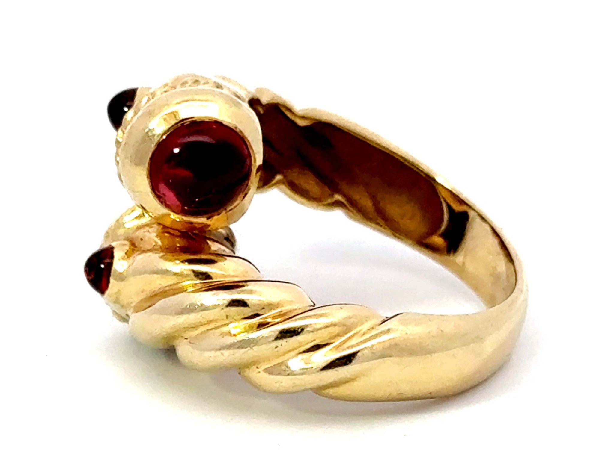 Orange Cabochon Garnet Wraparound Ring 14k Yellow Gold