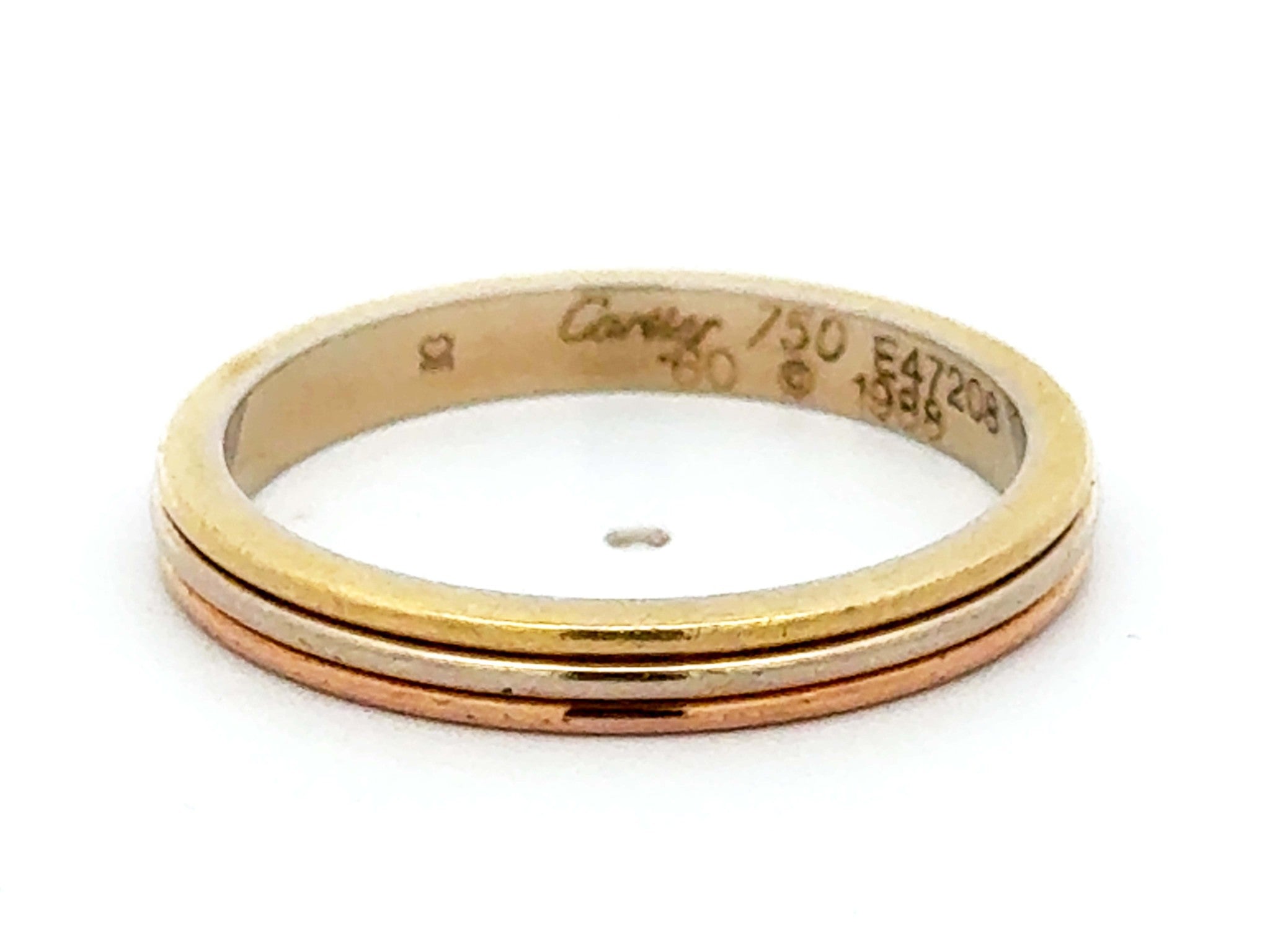 Vintage Vendôme Louis Cartier Trinity Wedding Band 18k Yellow White Rose Gold