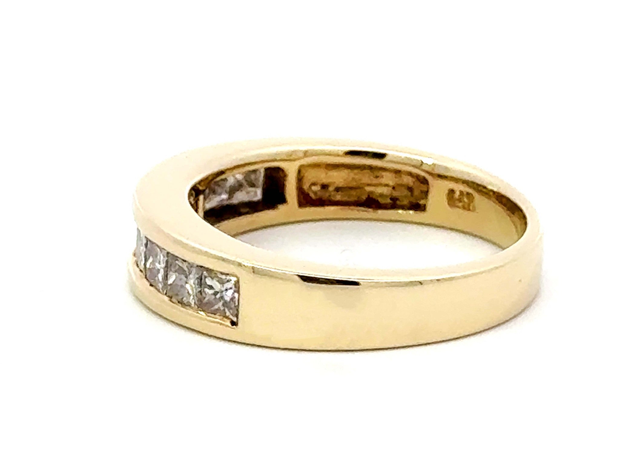 Princess Cut Channel Set Diamond Band Ring 14K Yellow Gold