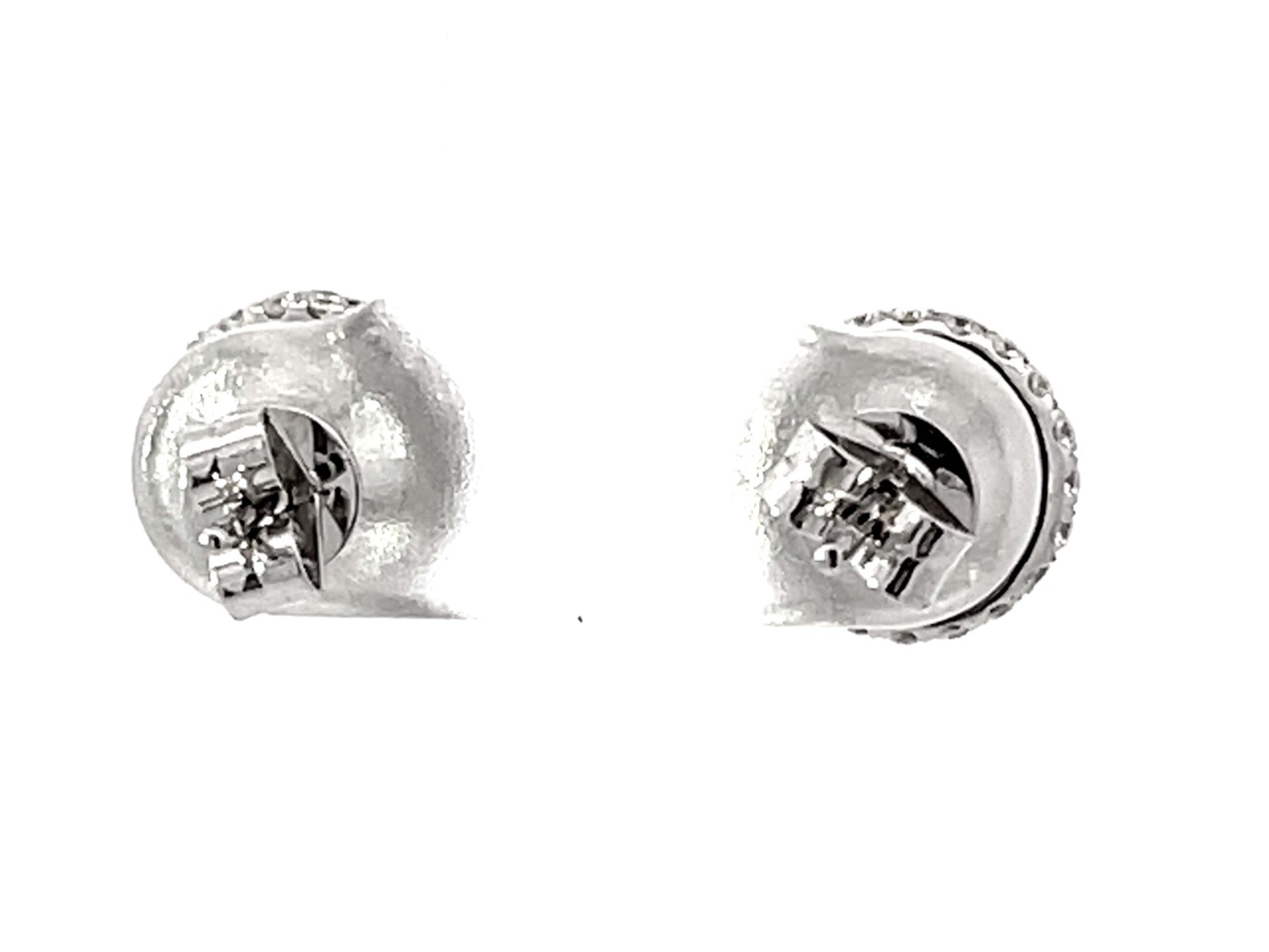 1.07 Brilliant Diamond Halo Diamond Stud Earrings 18k White Gold