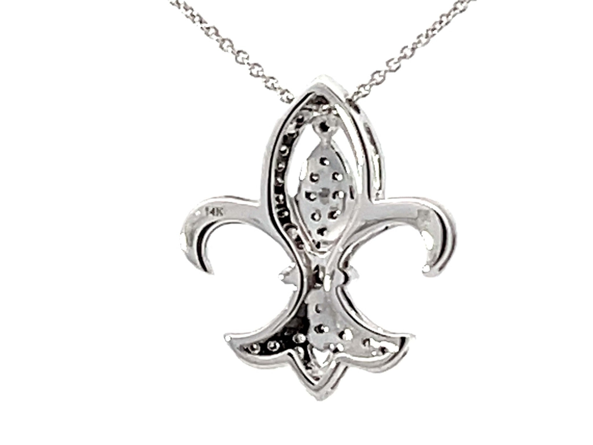 Diamond Fleur De Lis Beverley K Necklace Solid White Gold