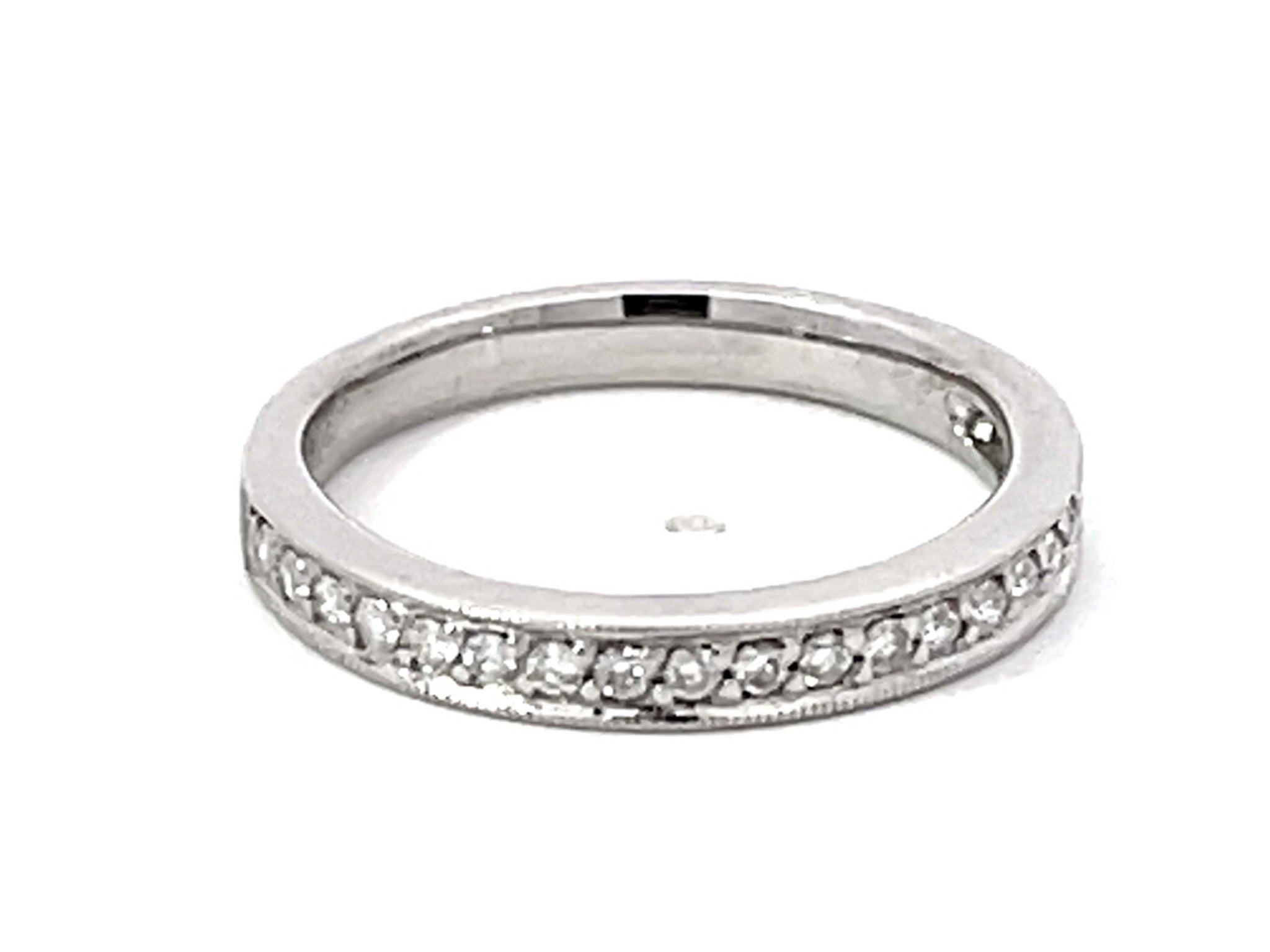 Brilliant Cut Diamond Band Ring Solid 14k White Gold