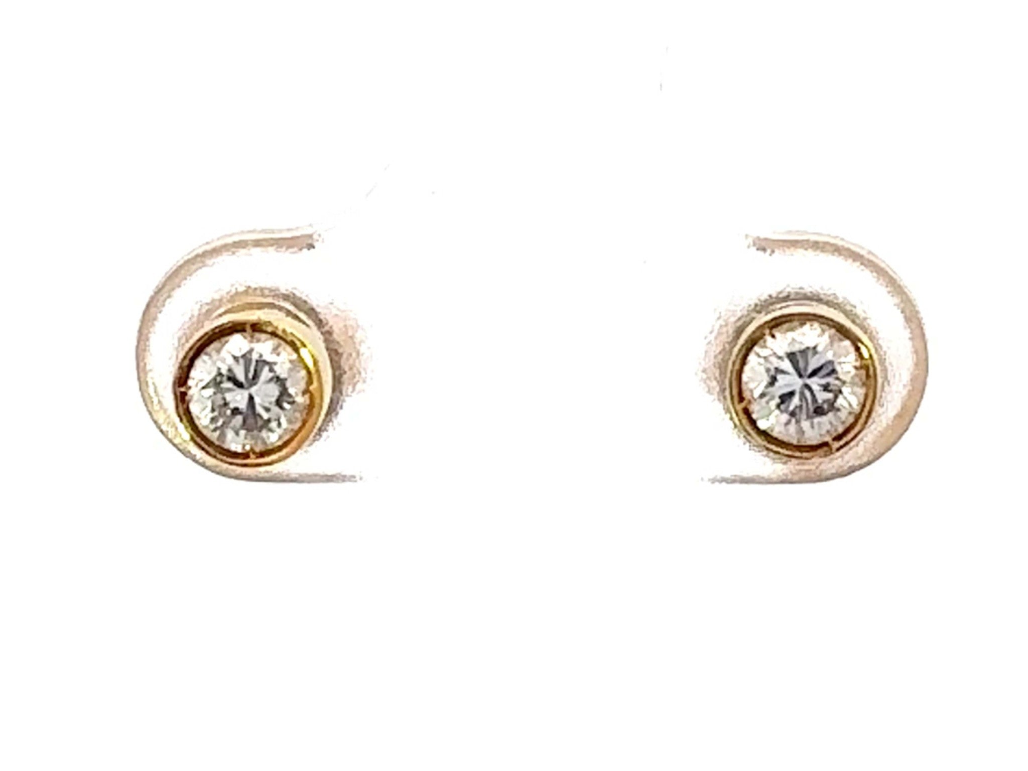 0.60 Carat Brilliant Cut Diamond Stud Earrings 14k Yellow Gold