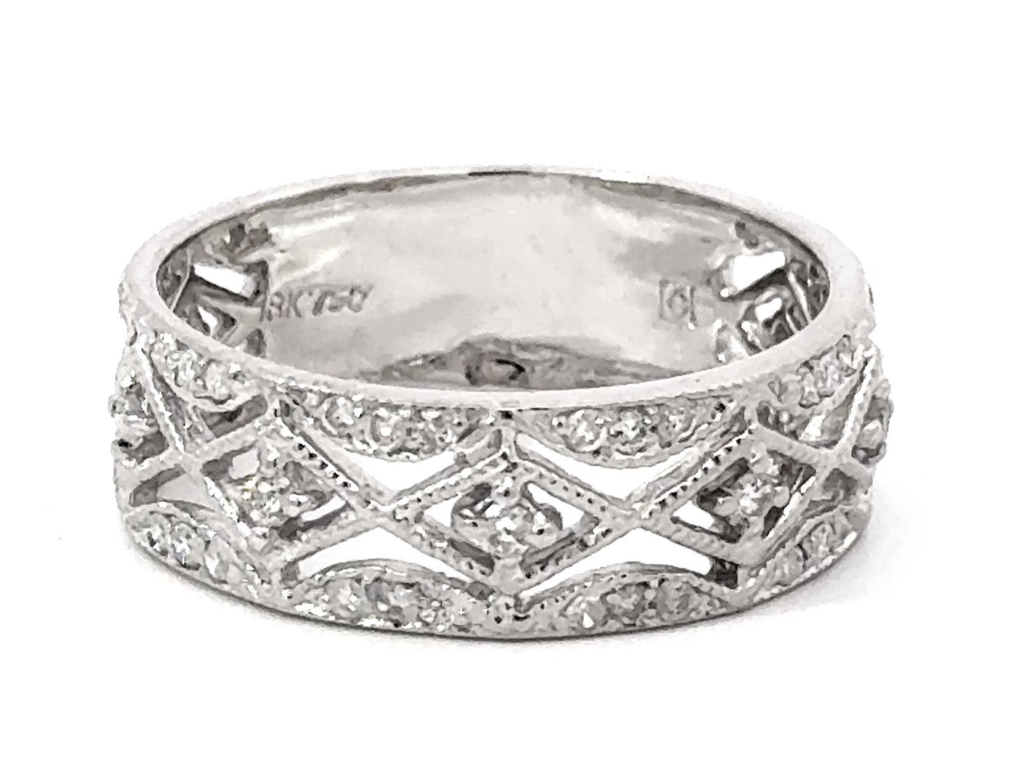 XOXO Diamond Band Cutout Ring in 18k White Gold