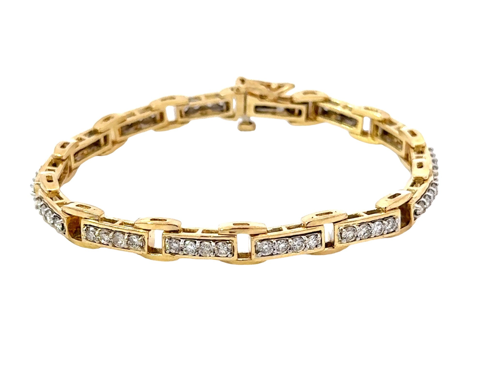 14k Yellow Gold Diamond Link Bracelet