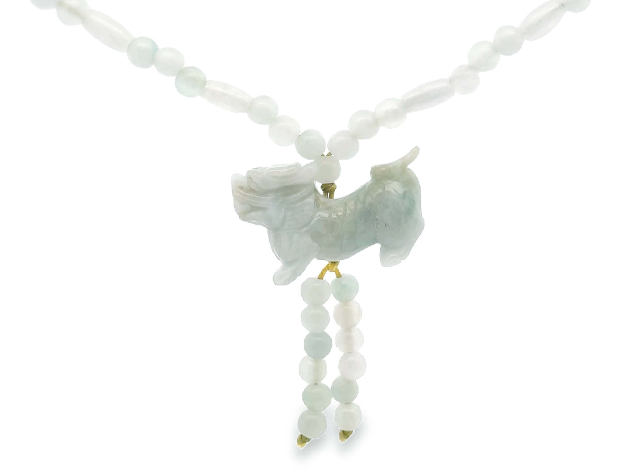 Phu Dog Light Green Jade Bead Strand Necklace