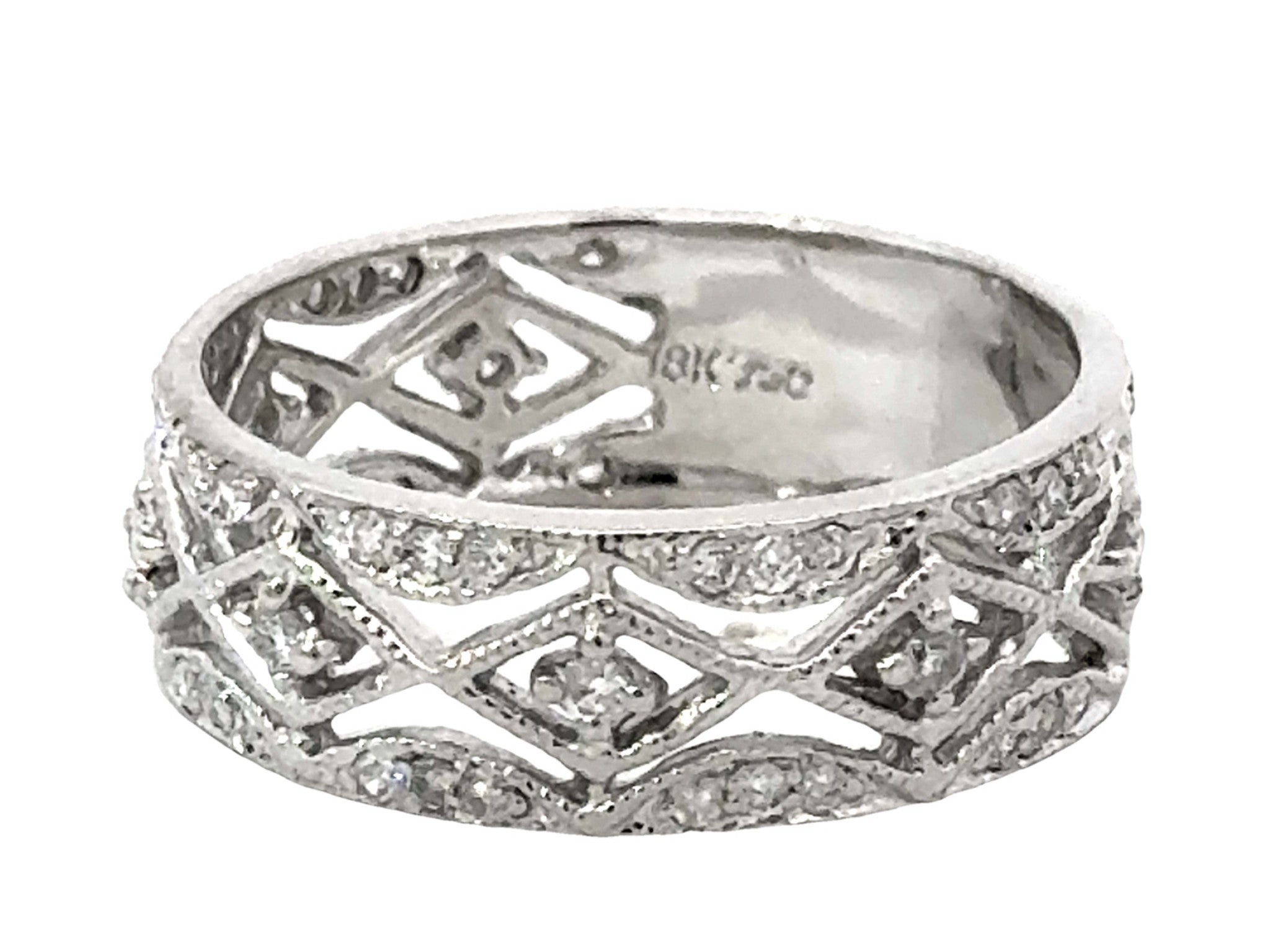 XOXO Diamond Band Cutout Ring in 18k White Gold