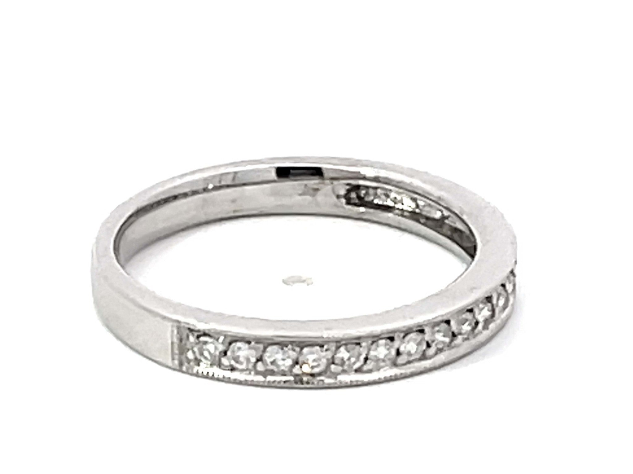 Brilliant Cut Diamond Band Ring Solid 14k White Gold