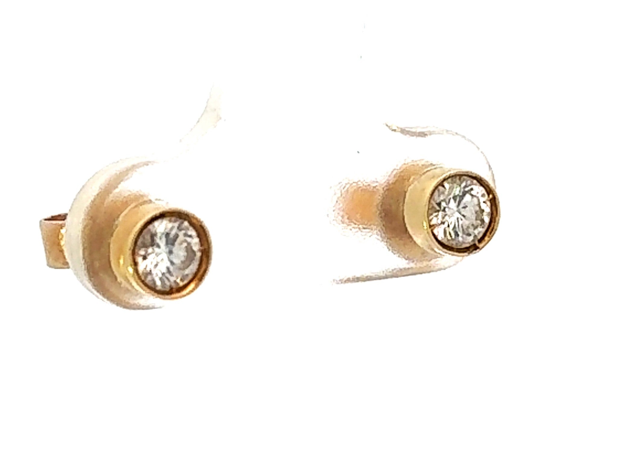 0.60 Carat Brilliant Cut Diamond Stud Earrings 14k Yellow Gold