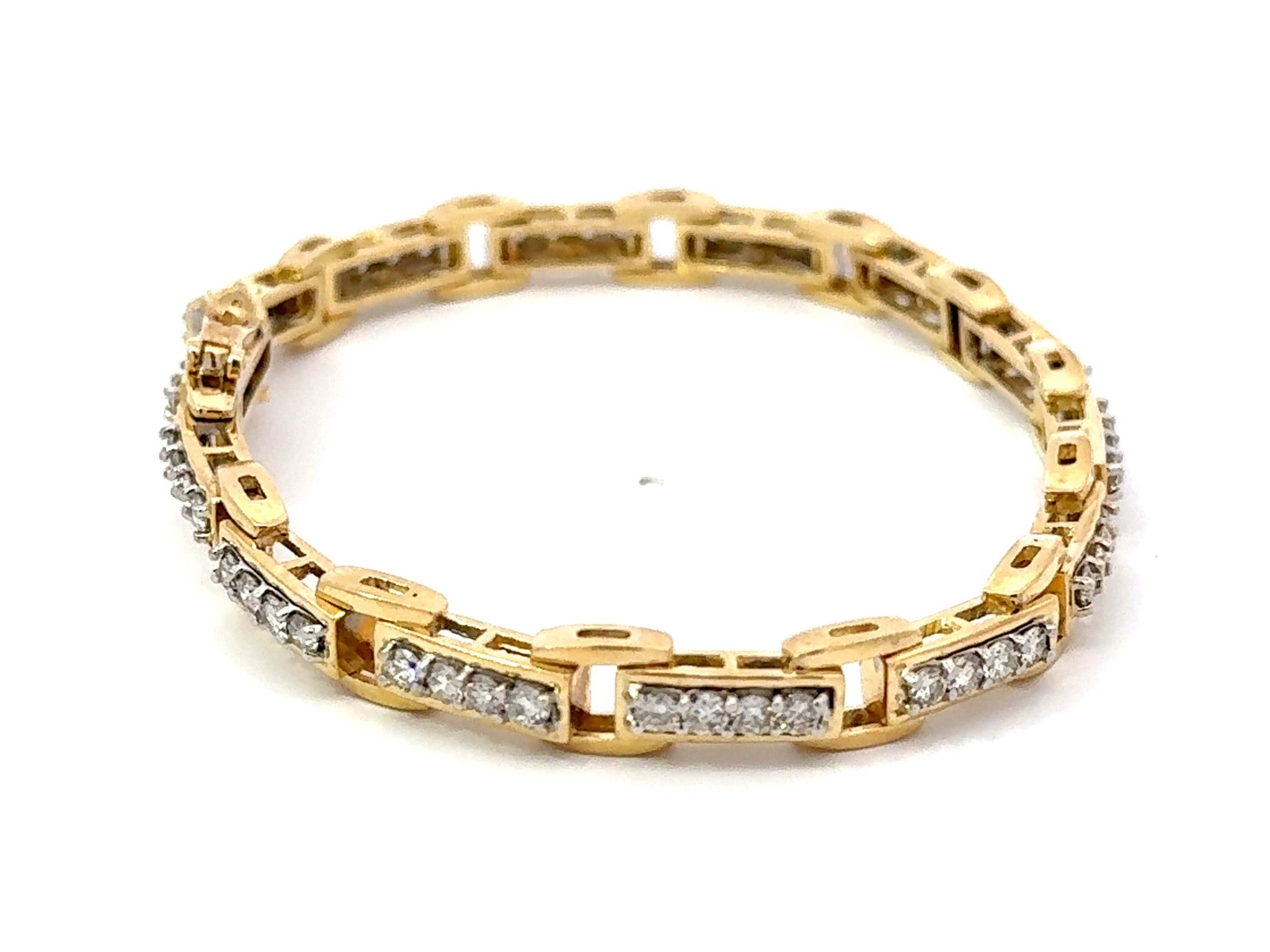 14k Yellow Gold Diamond Link Bracelet