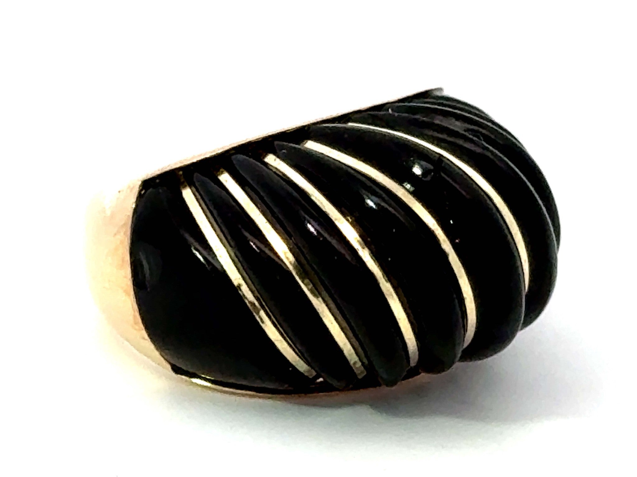 Black Onyx Dome Ring 14K Yellow Gold