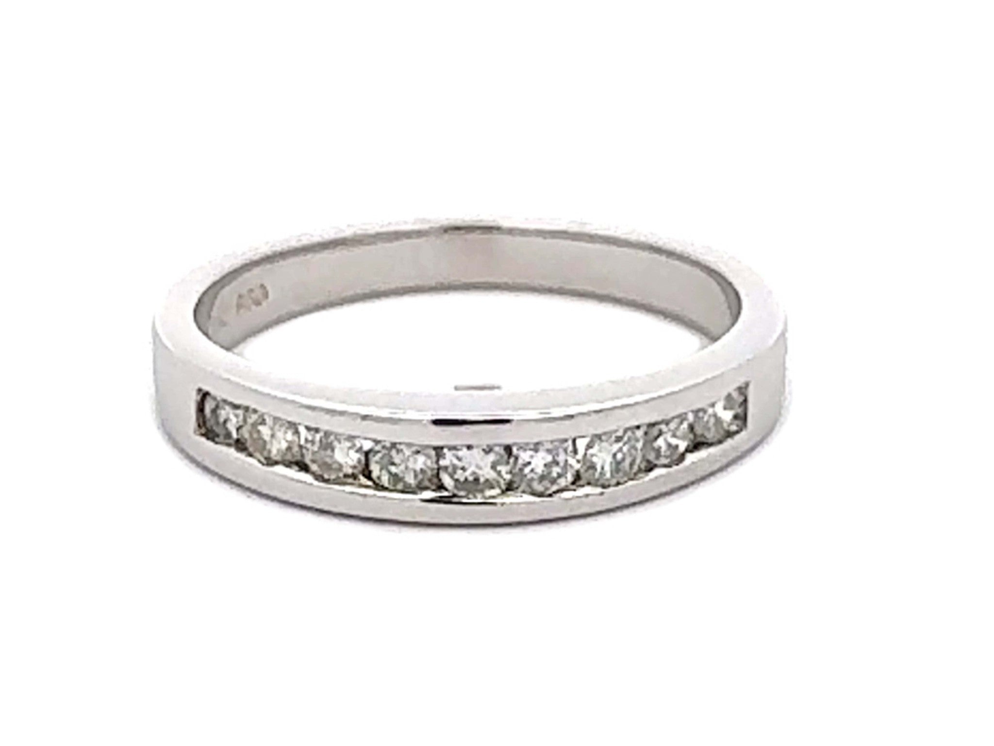 Channel Set 9 Brilliant Cut Diamond Band Ring Platinum