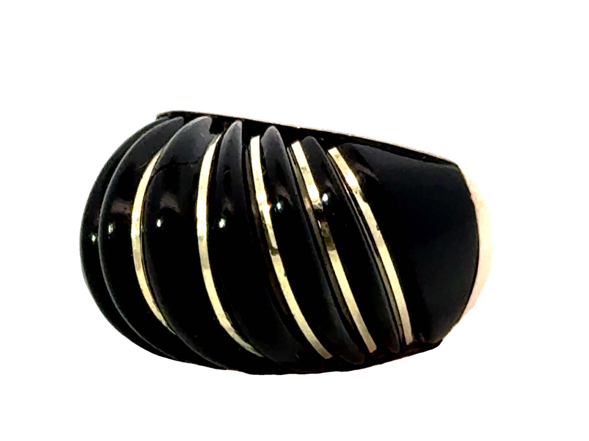 Black Onyx Dome Ring 14K Yellow Gold