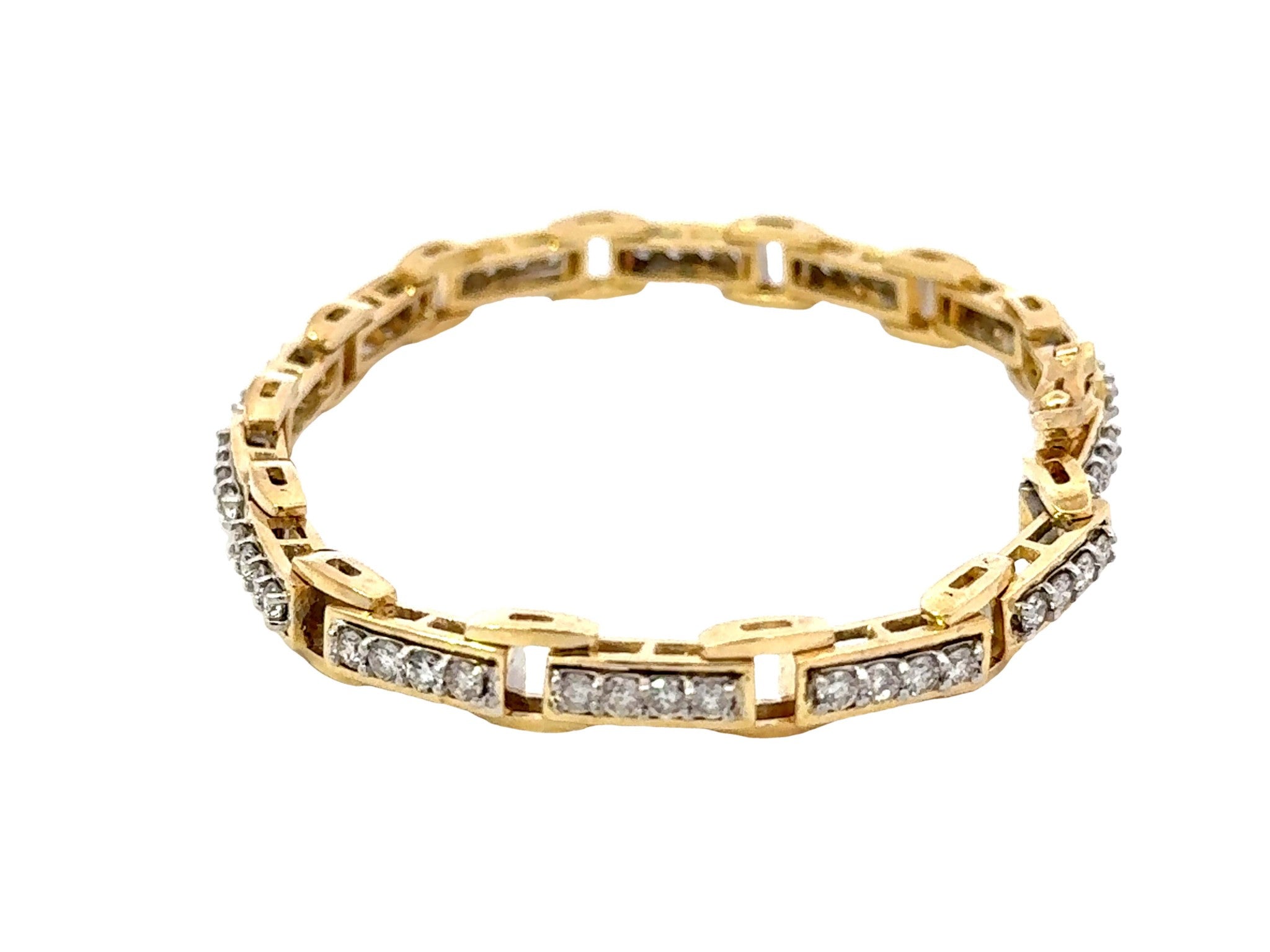 14k Yellow Gold Diamond Link Bracelet