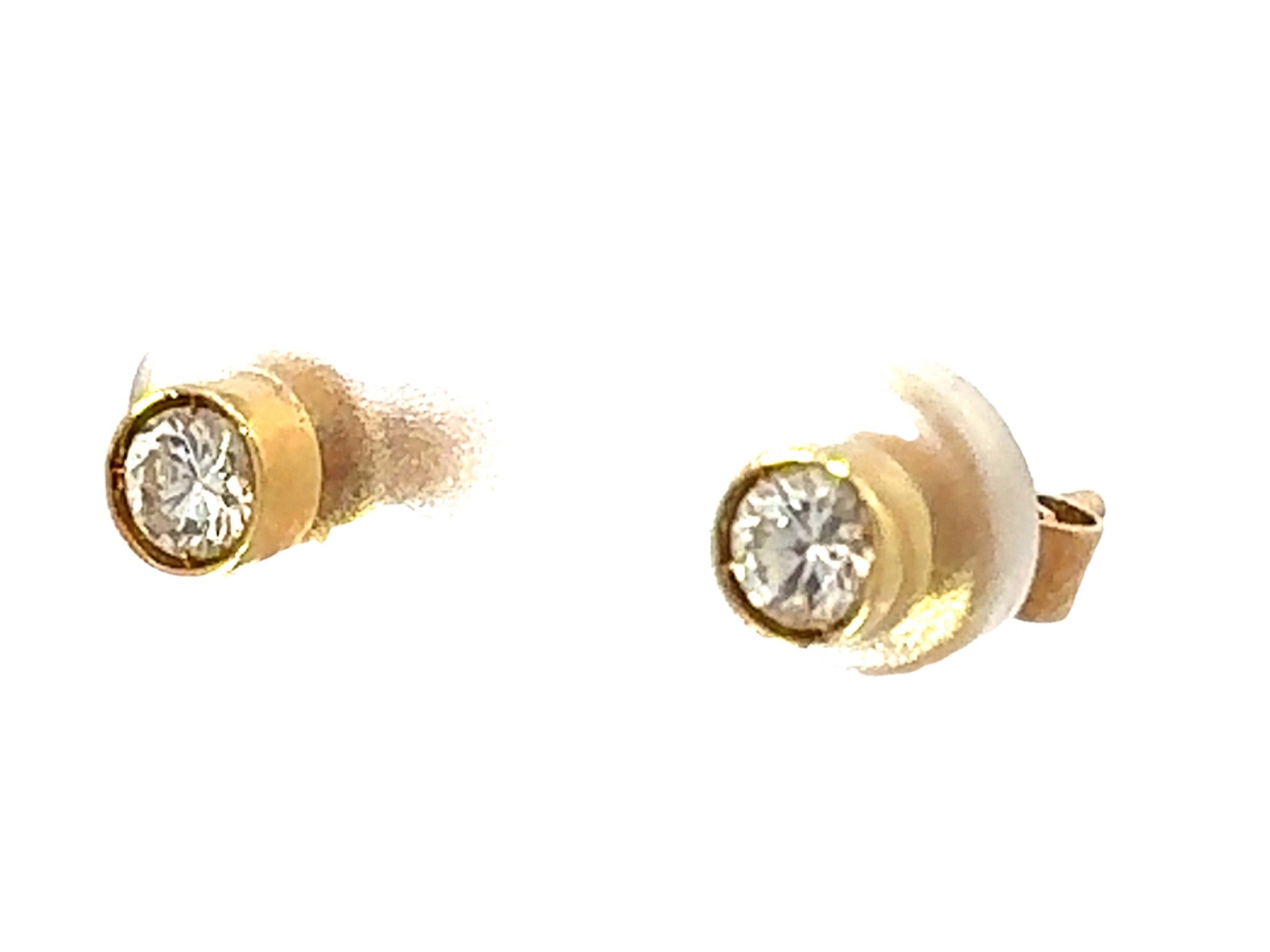 0.60 Carat Brilliant Cut Diamond Stud Earrings 14k Yellow Gold