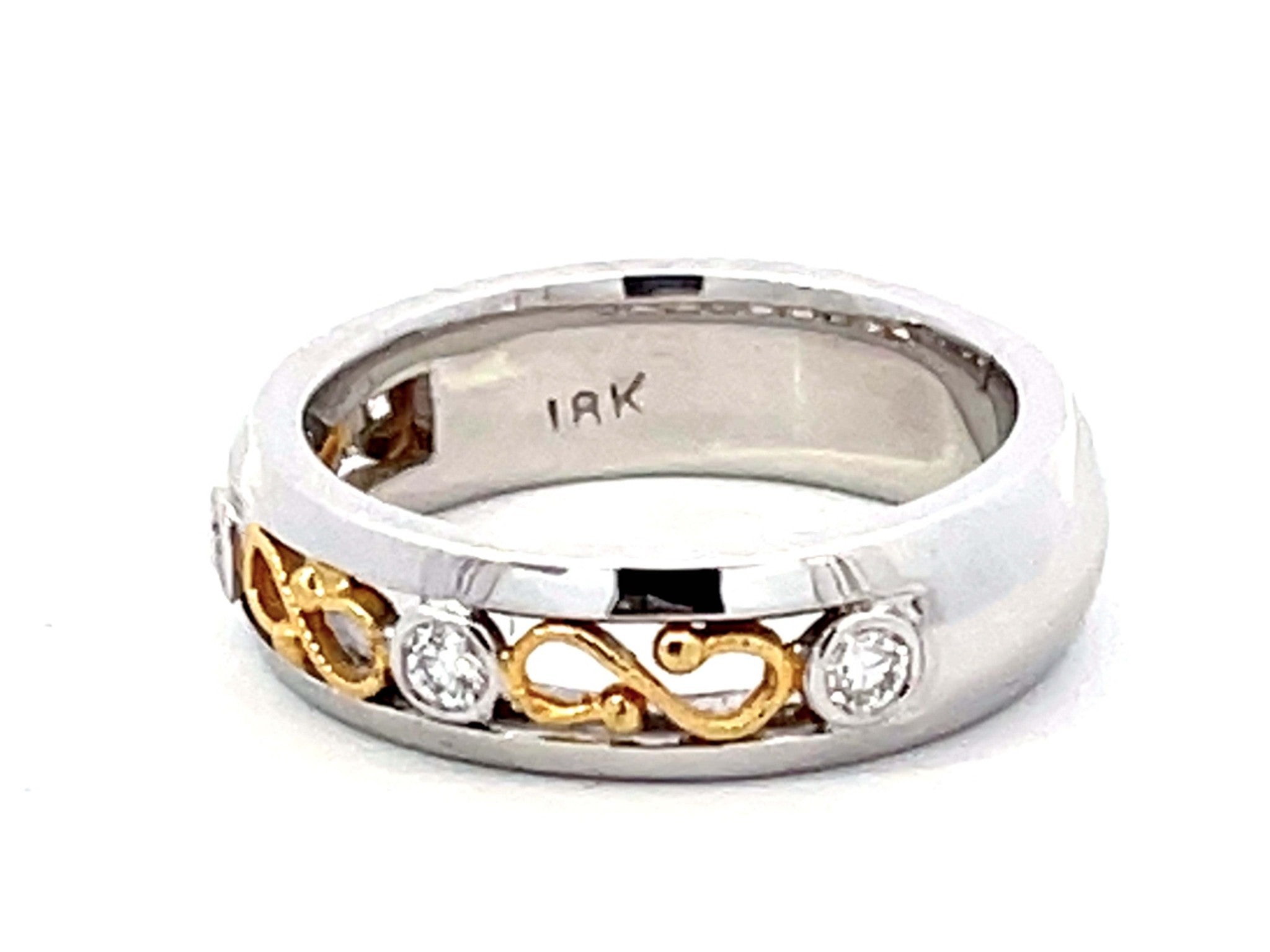 Two Toned Diamond Infinity Band Ring Solid 18k Gold