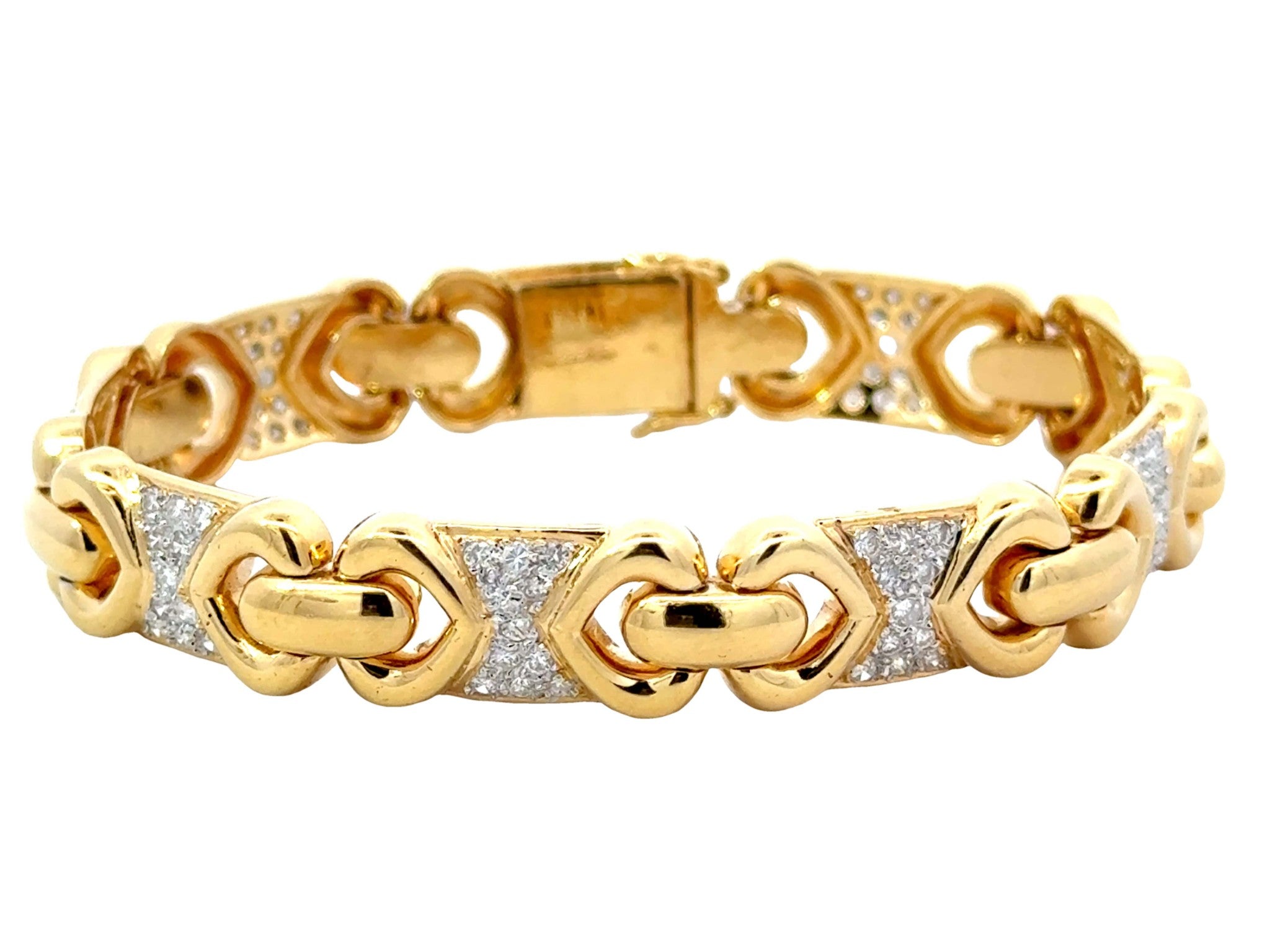 Diamond Heart Sectional Bracelet 18k Yellow Gold