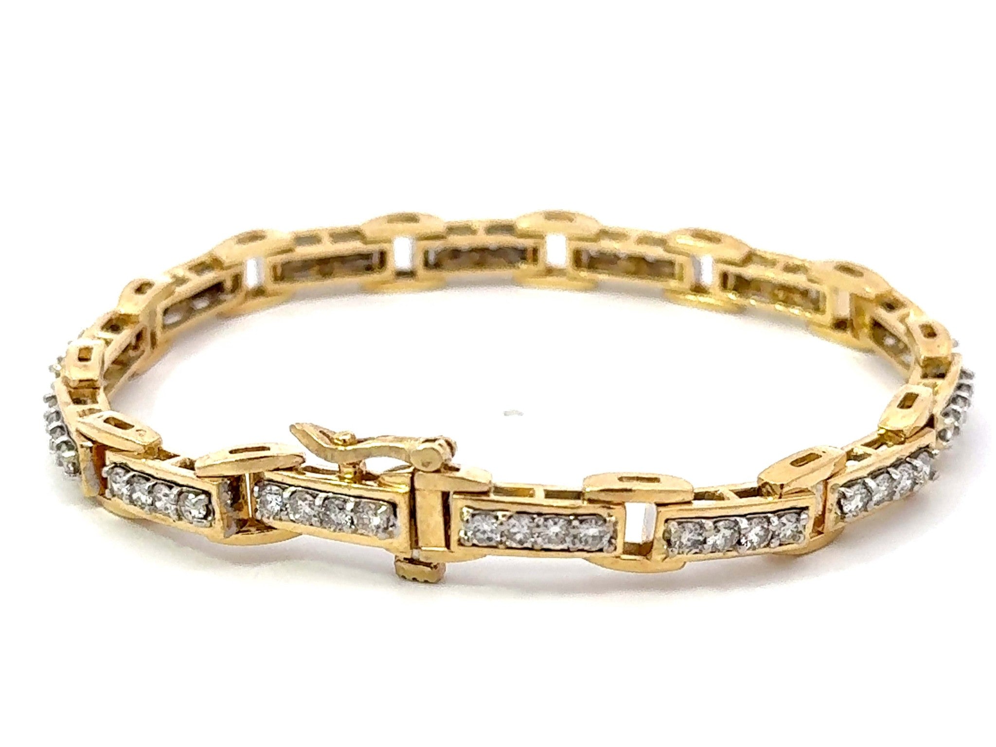 14k Yellow Gold Diamond Link Bracelet