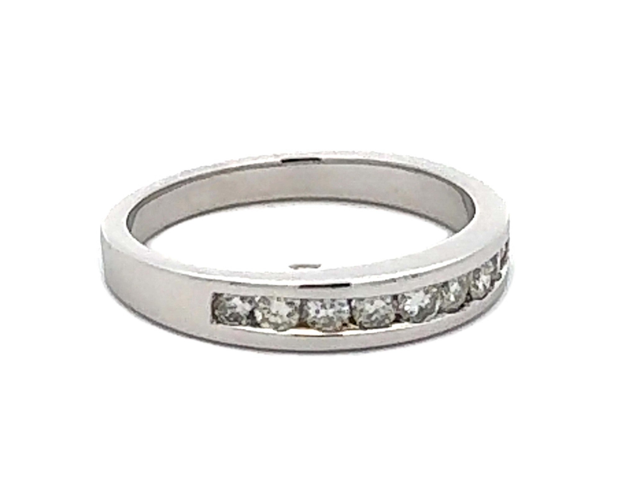 Channel Set 9 Brilliant Cut Diamond Band Ring Platinum