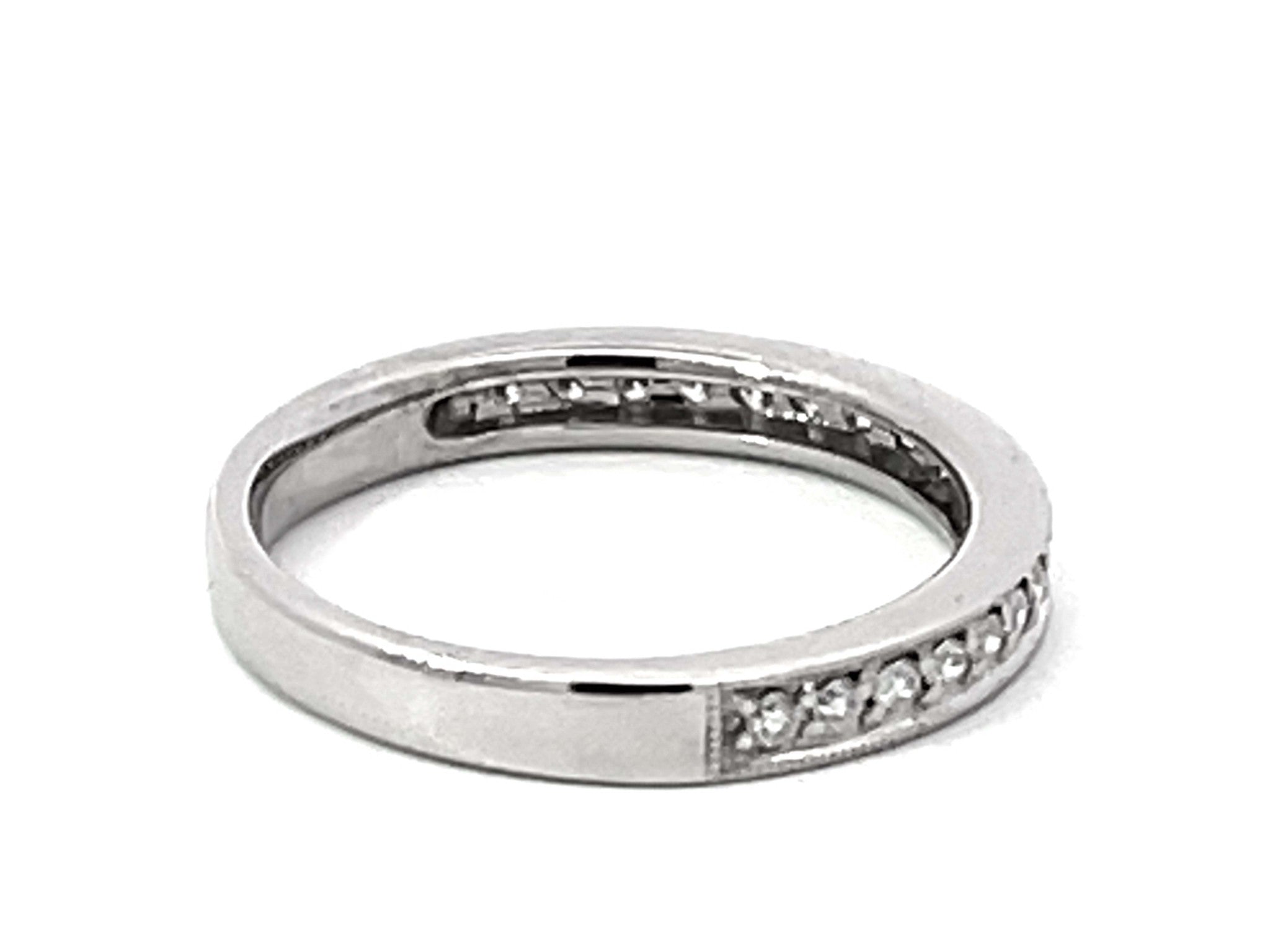 Brilliant Cut Diamond Band Ring Solid 14k White Gold