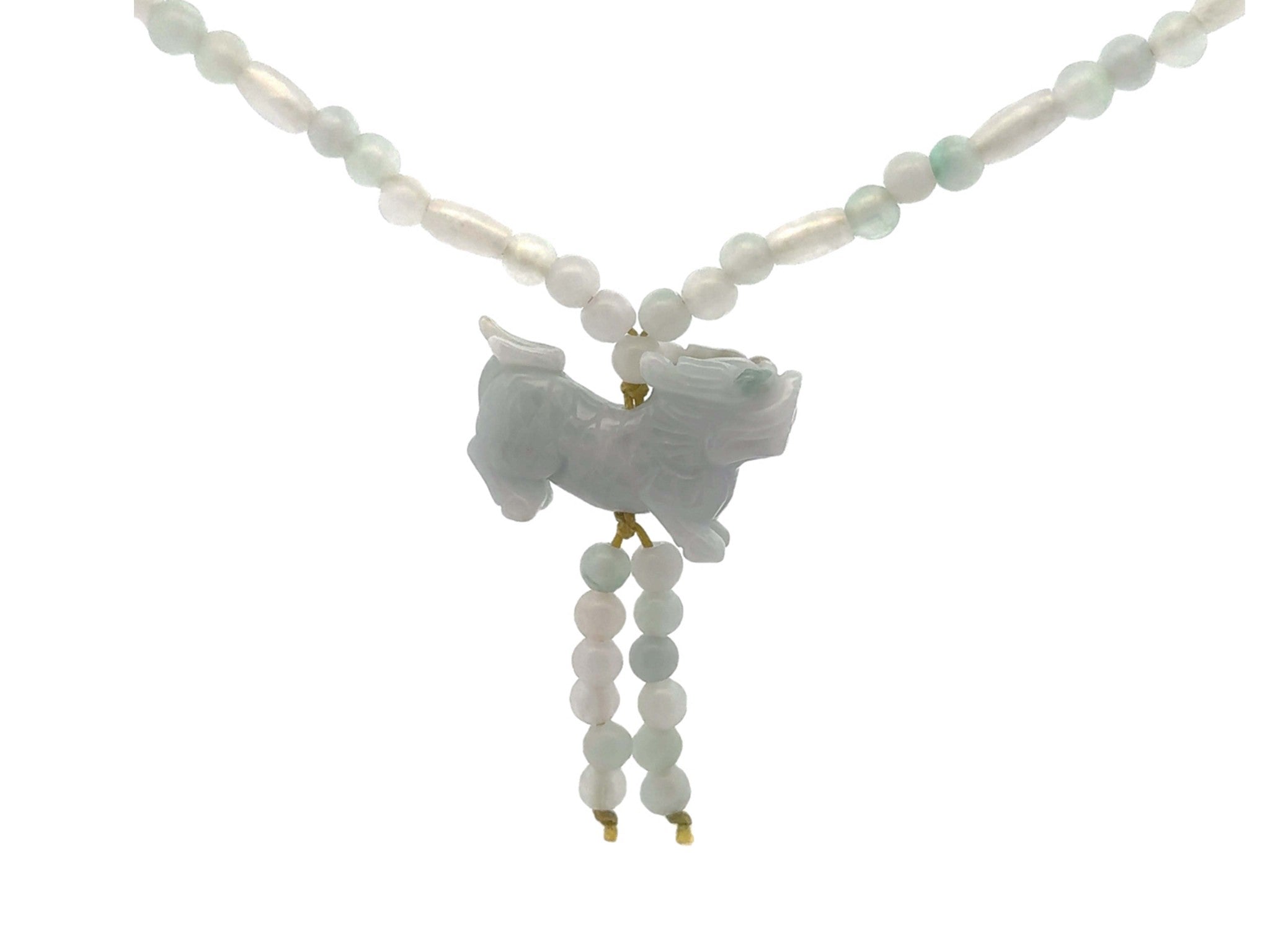 Phu Dog Light Green Jade Bead Strand Necklace