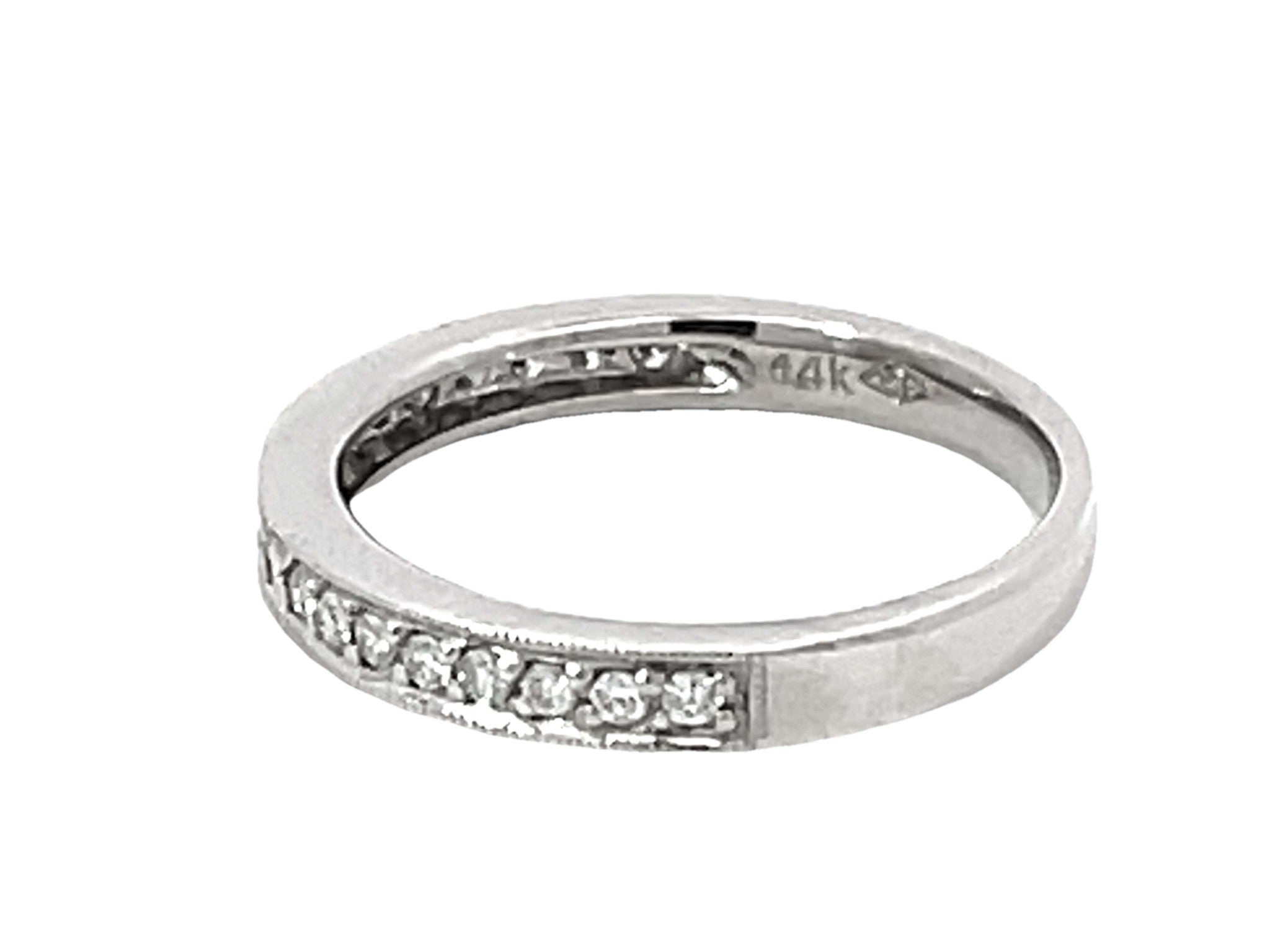 Brilliant Cut Diamond Band Ring Solid 14k White Gold