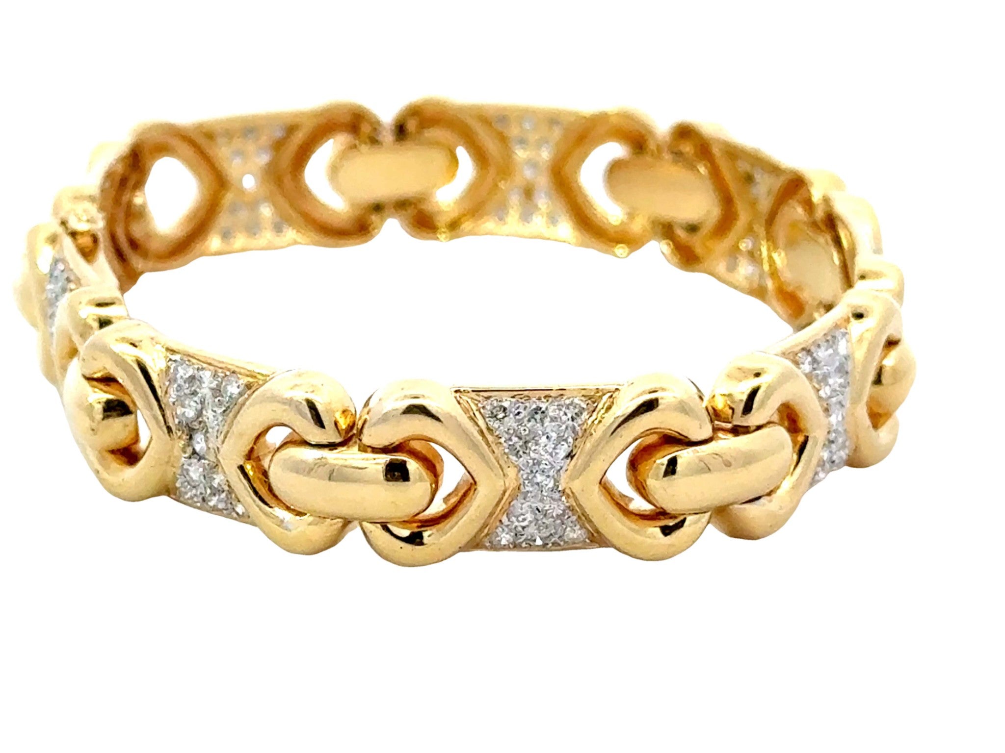 Diamond Heart Sectional Bracelet 18k Yellow Gold