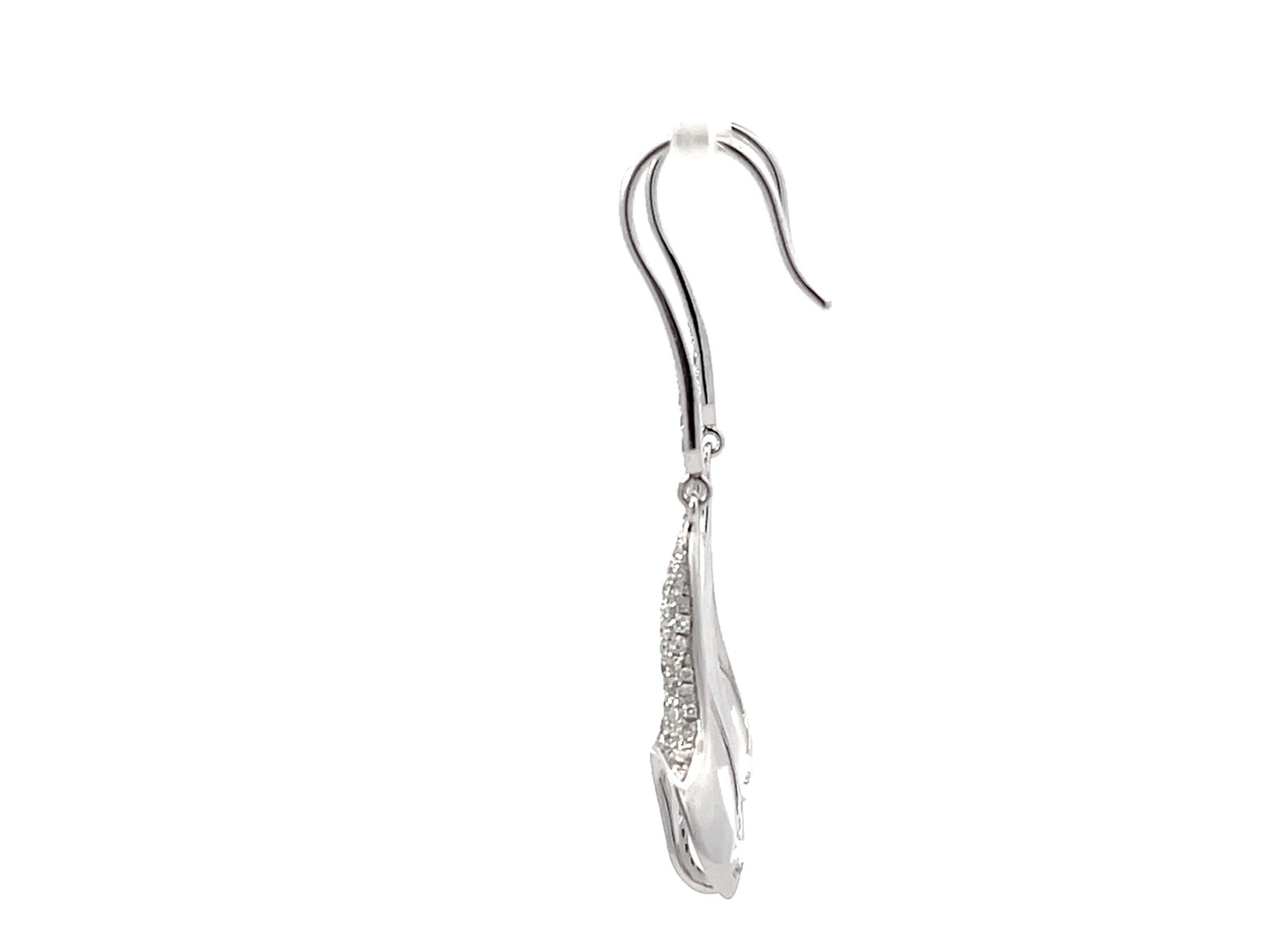 Dangly Swirl Diamond Earrings 18k White Gold