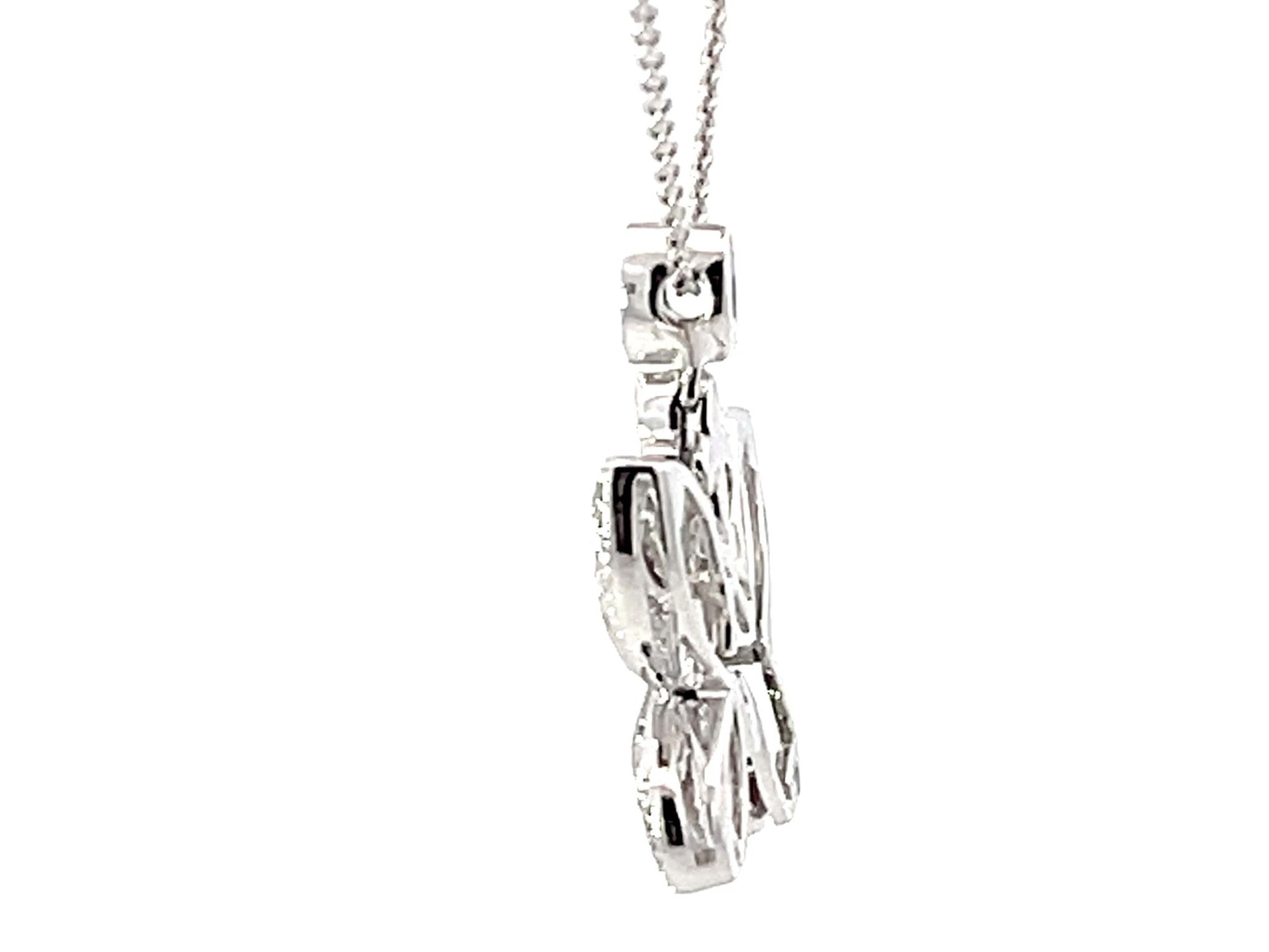 Beverley K Diamond Butterfly Pendant Necklace Solid White Gold