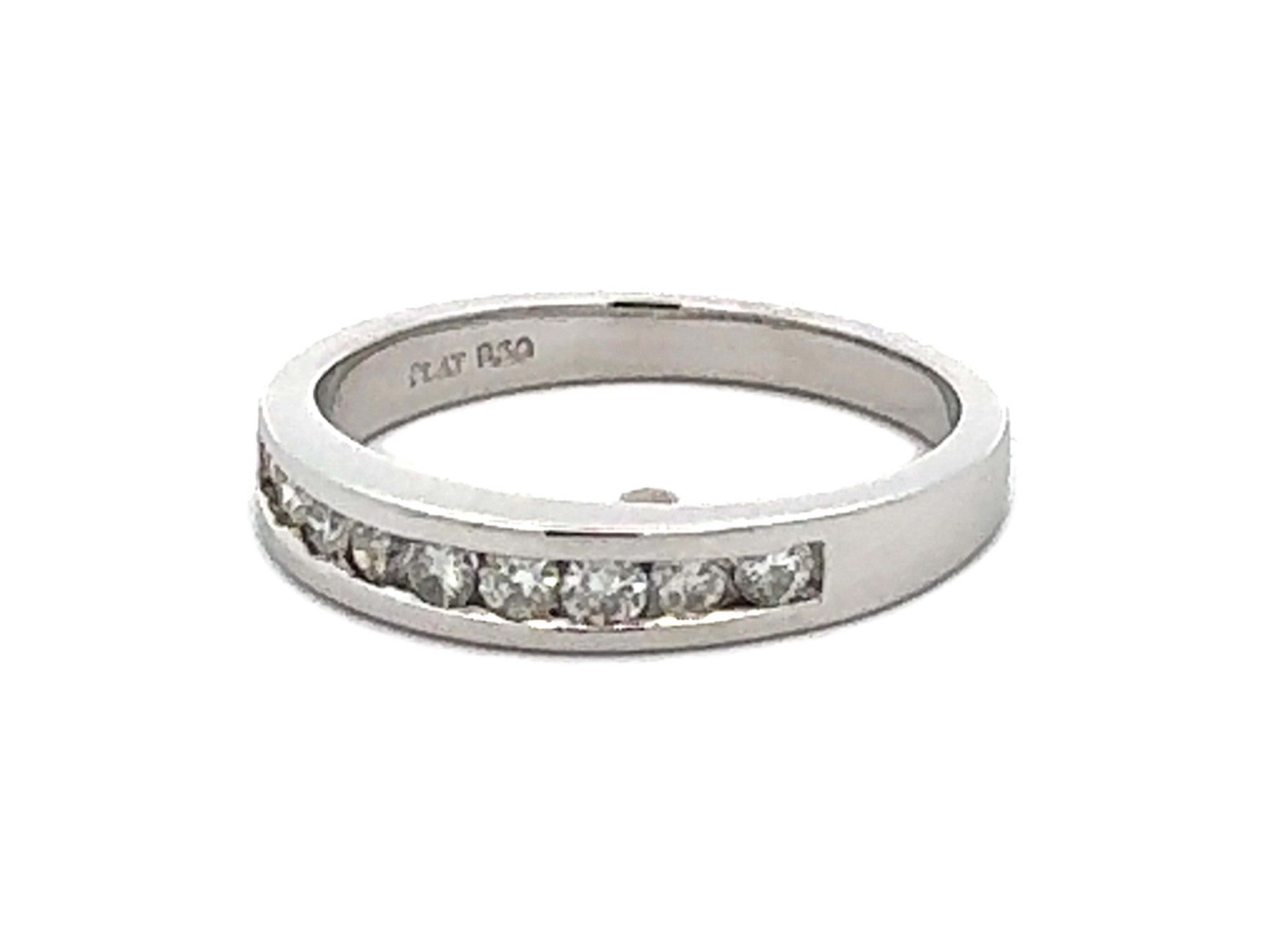 Channel Set 9 Brilliant Cut Diamond Band Ring Platinum